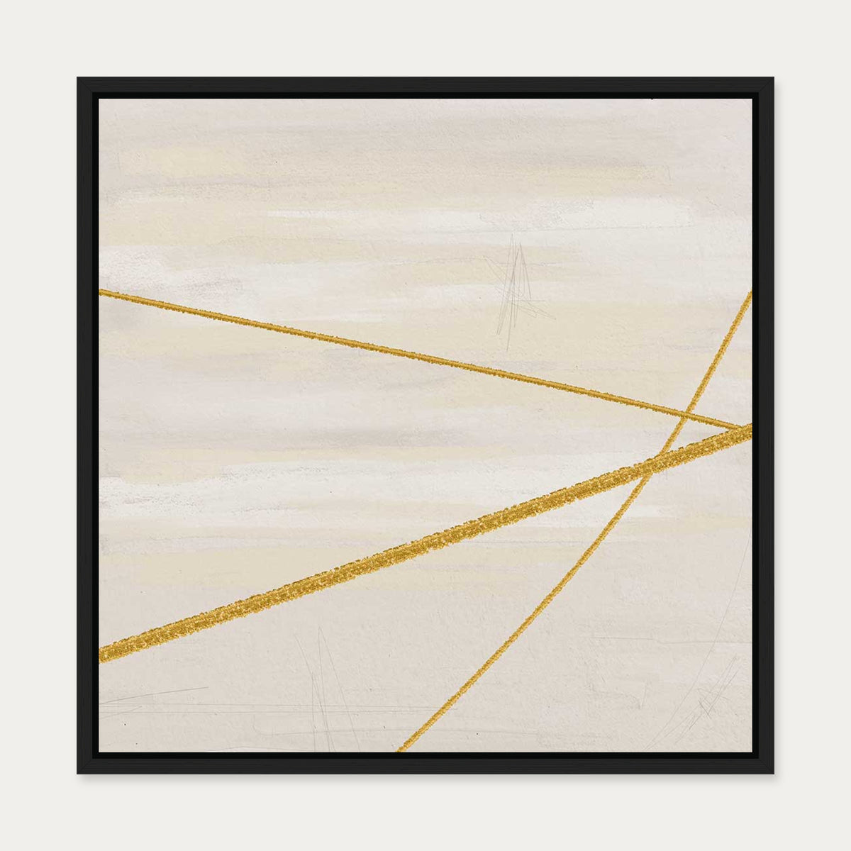 Abstract Gold Textures Canvas Art — 50 x 50 cm — Black Frame