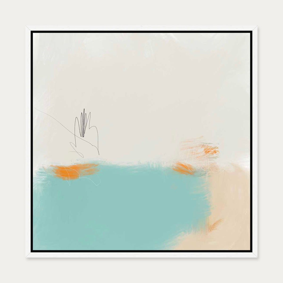 Abstract Harbour Canvas Art — 50 x 50 cm — White Frame