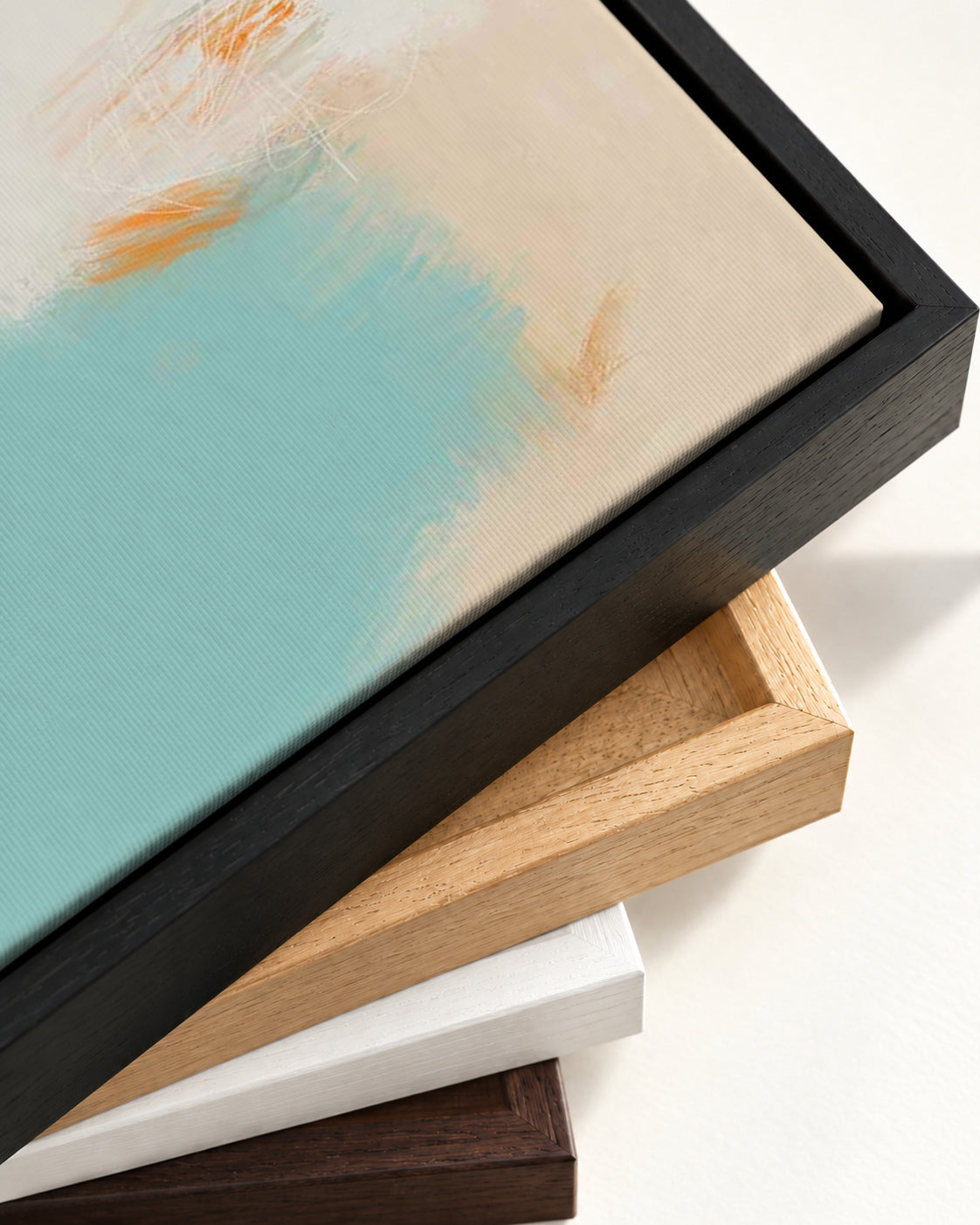 Abstract Harbour Canvas Art — framed canvas corner and wrapped canvas detail