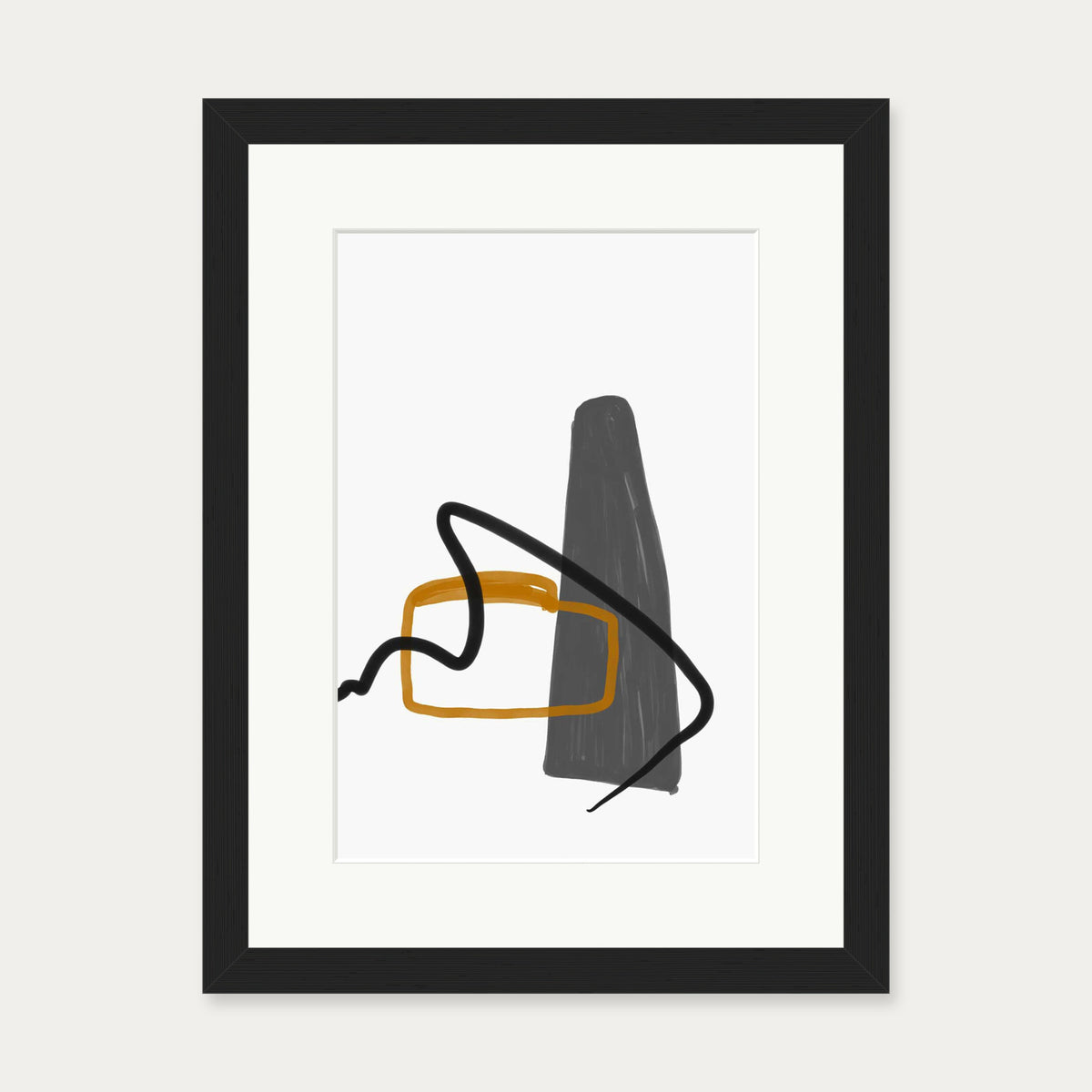 Abstract Illustration And Lines Art Print — 30 x 40 cm — Black Frame