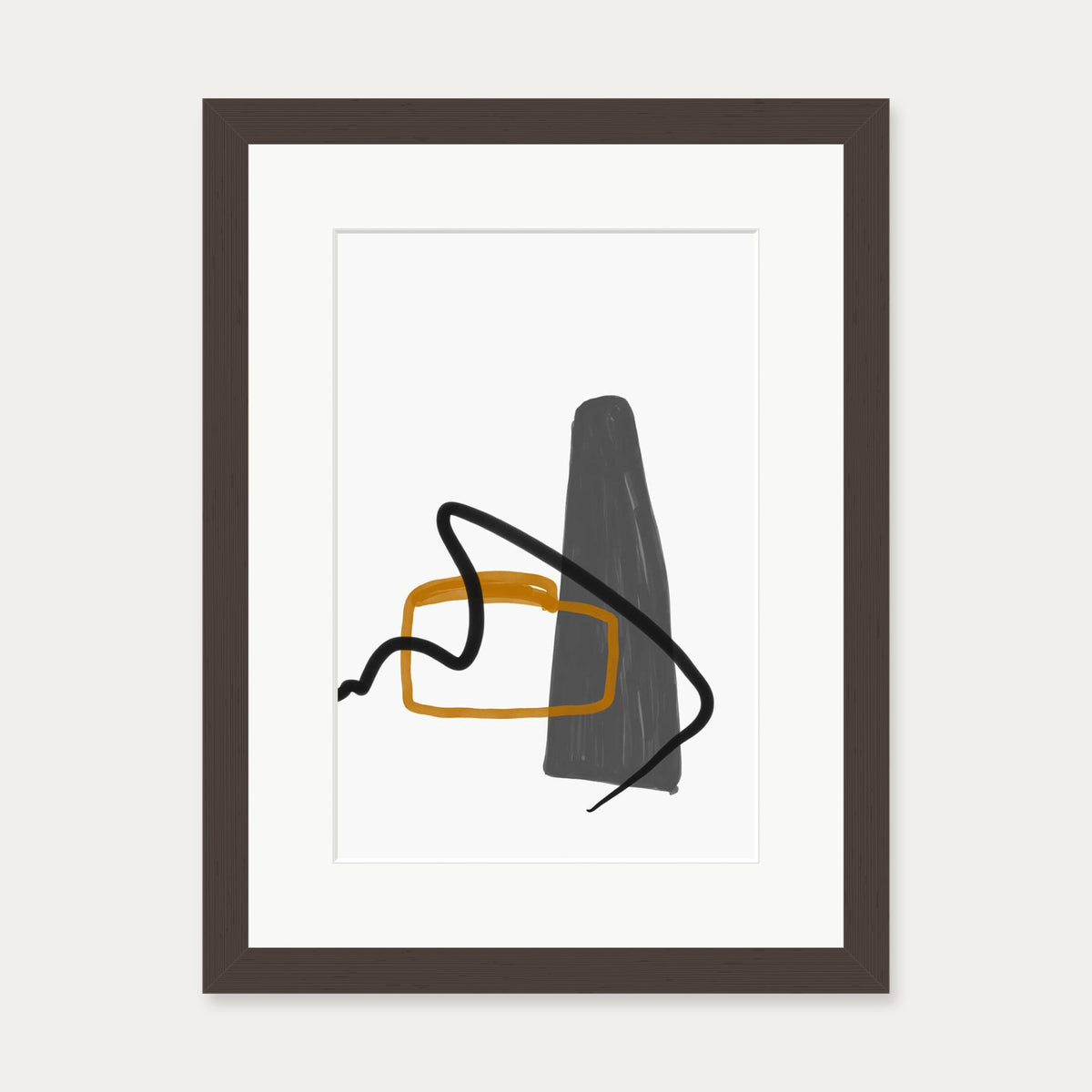 Abstract Illustration And Lines Art Print — 30 x 40 cm — Brown Frame