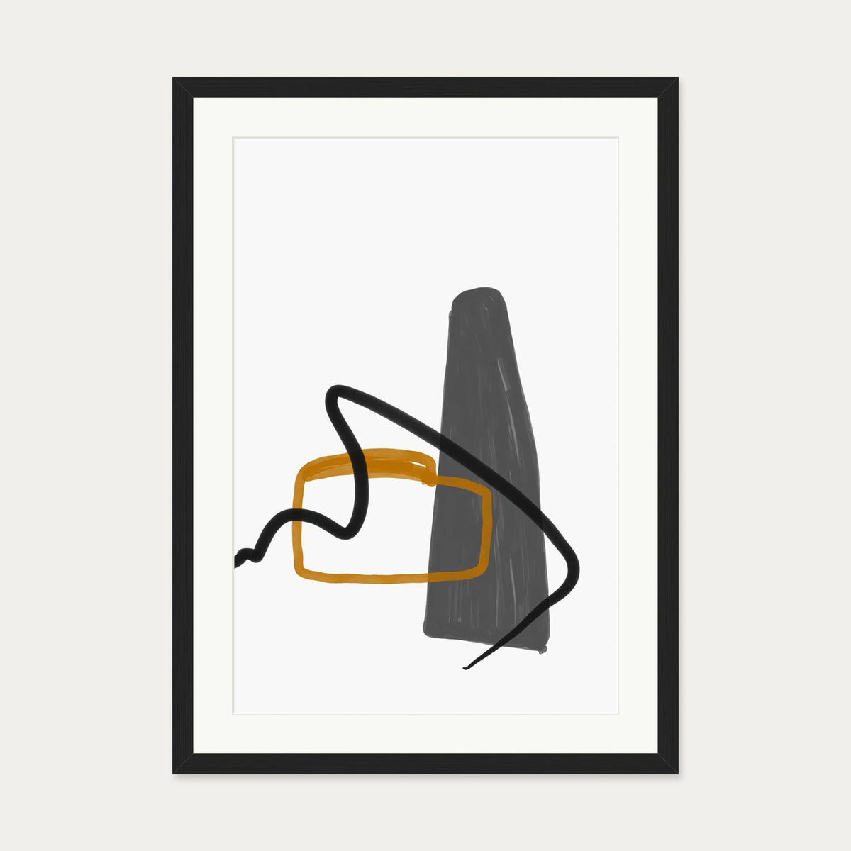 Abstract Illustration And Lines Art Print — 50 x 70 cm — Black Frame