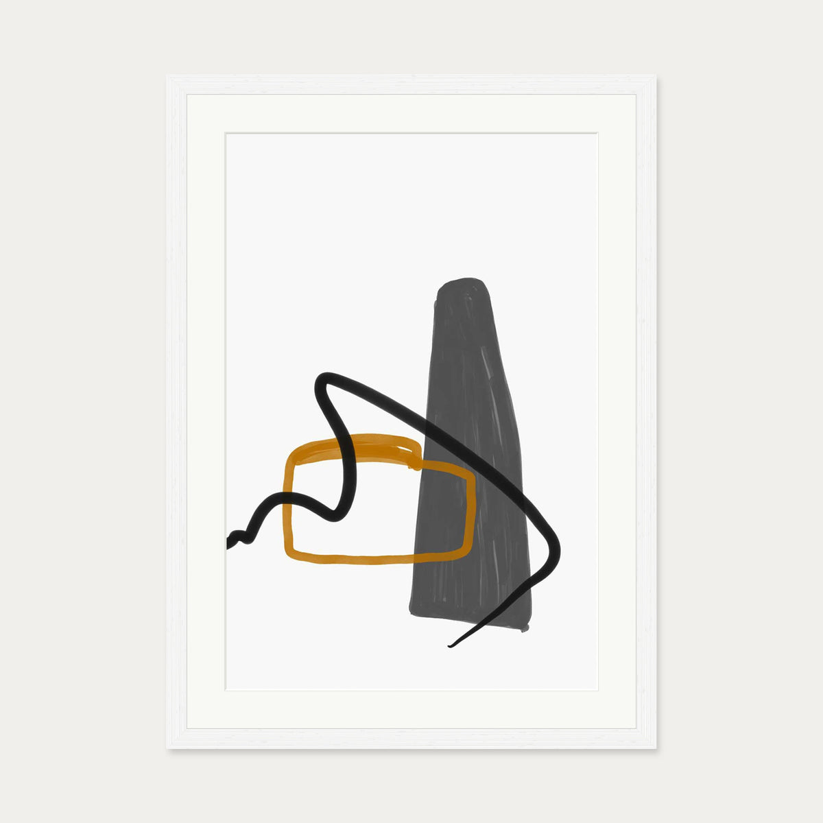 Abstract Illustration And Lines Art Print — 50 x 70 cm — White Frame