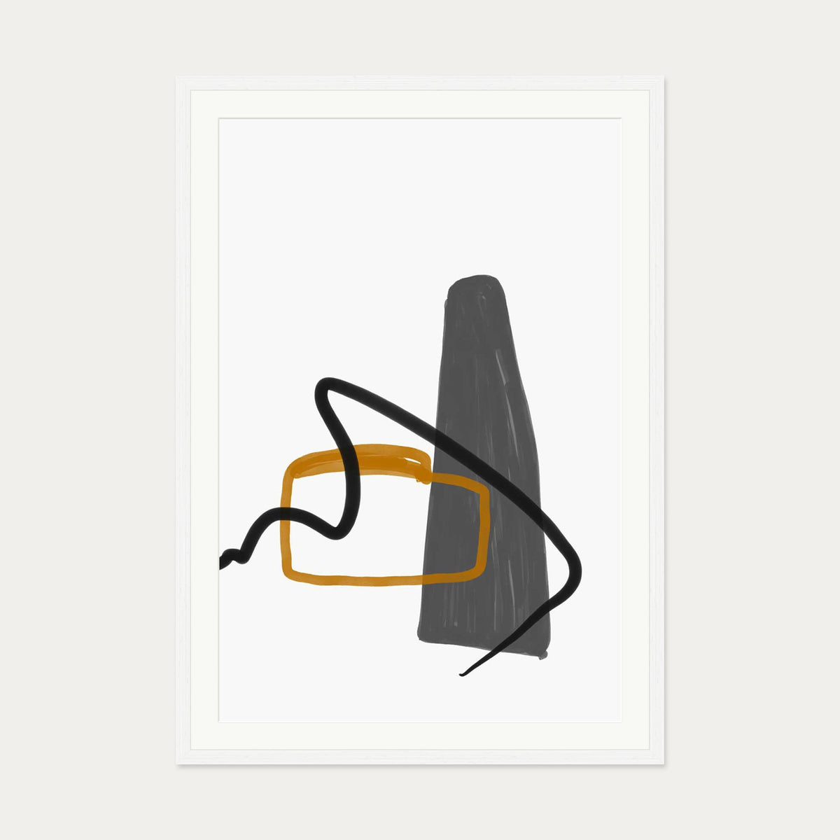 Abstract Illustration And Lines Art Print — 70 x 100 cm — White Frame