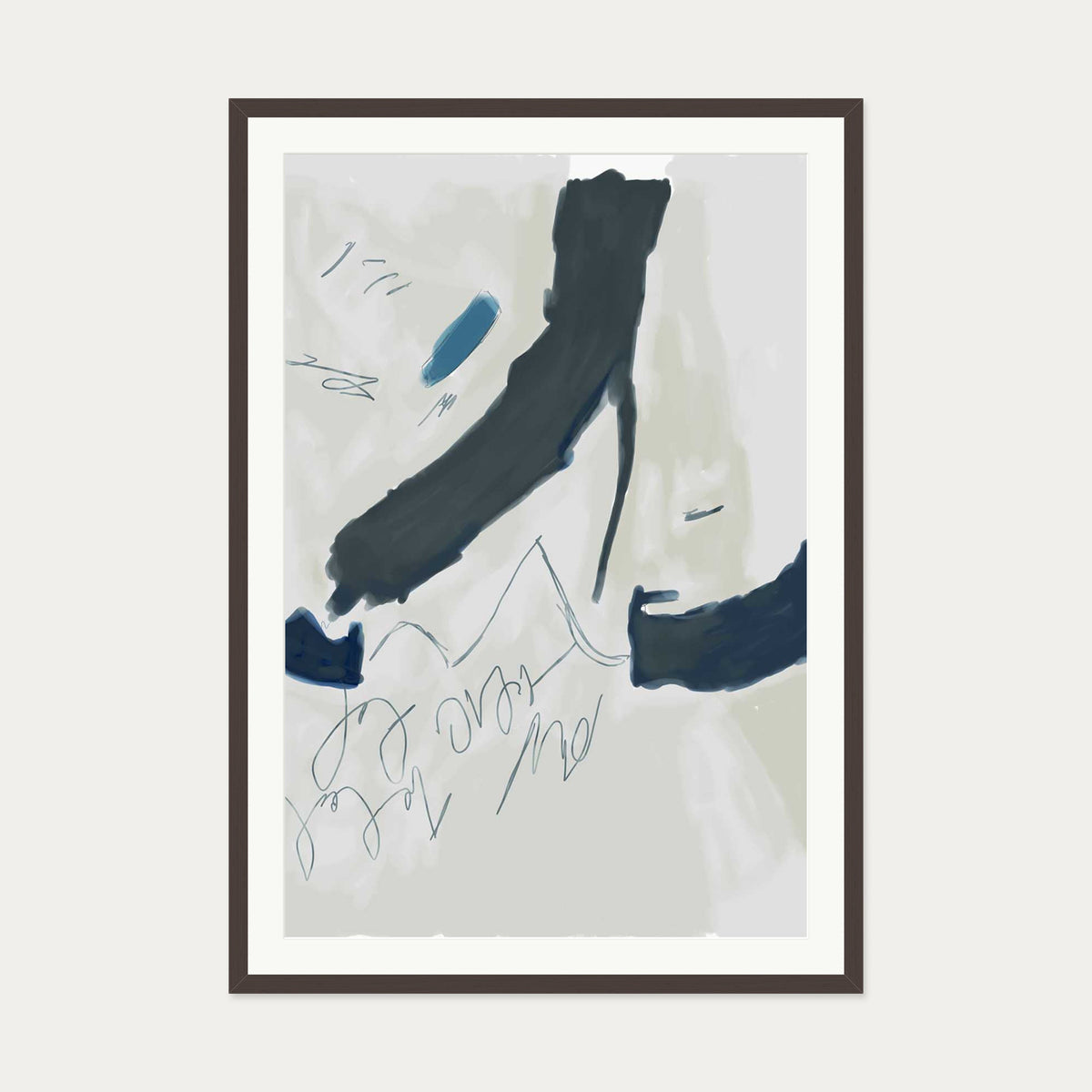 Abstract Illustration Art Print — 70 x 100 cm — Brown Frame