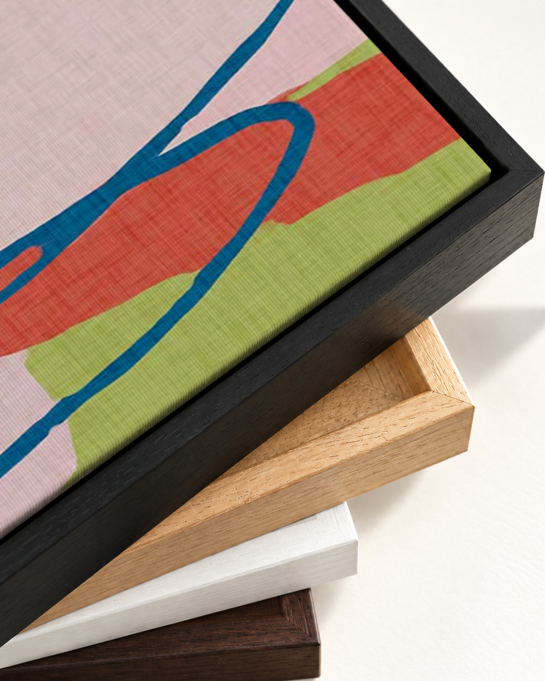 Abstract Jungle Canvas Art — framed canvas corner and wrapped canvas detail