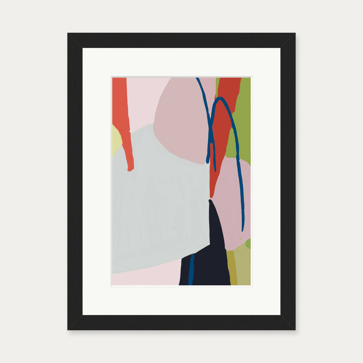 Abstract Jungle Linocut Art Print — 30 x 40 cm — Black Frame