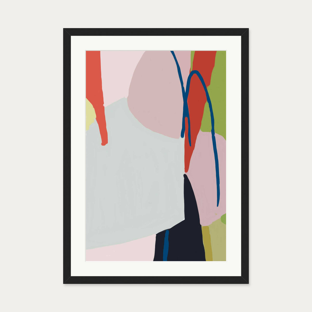 Abstract Jungle Linocut Art Print — 50 x 70 cm — Black Frame