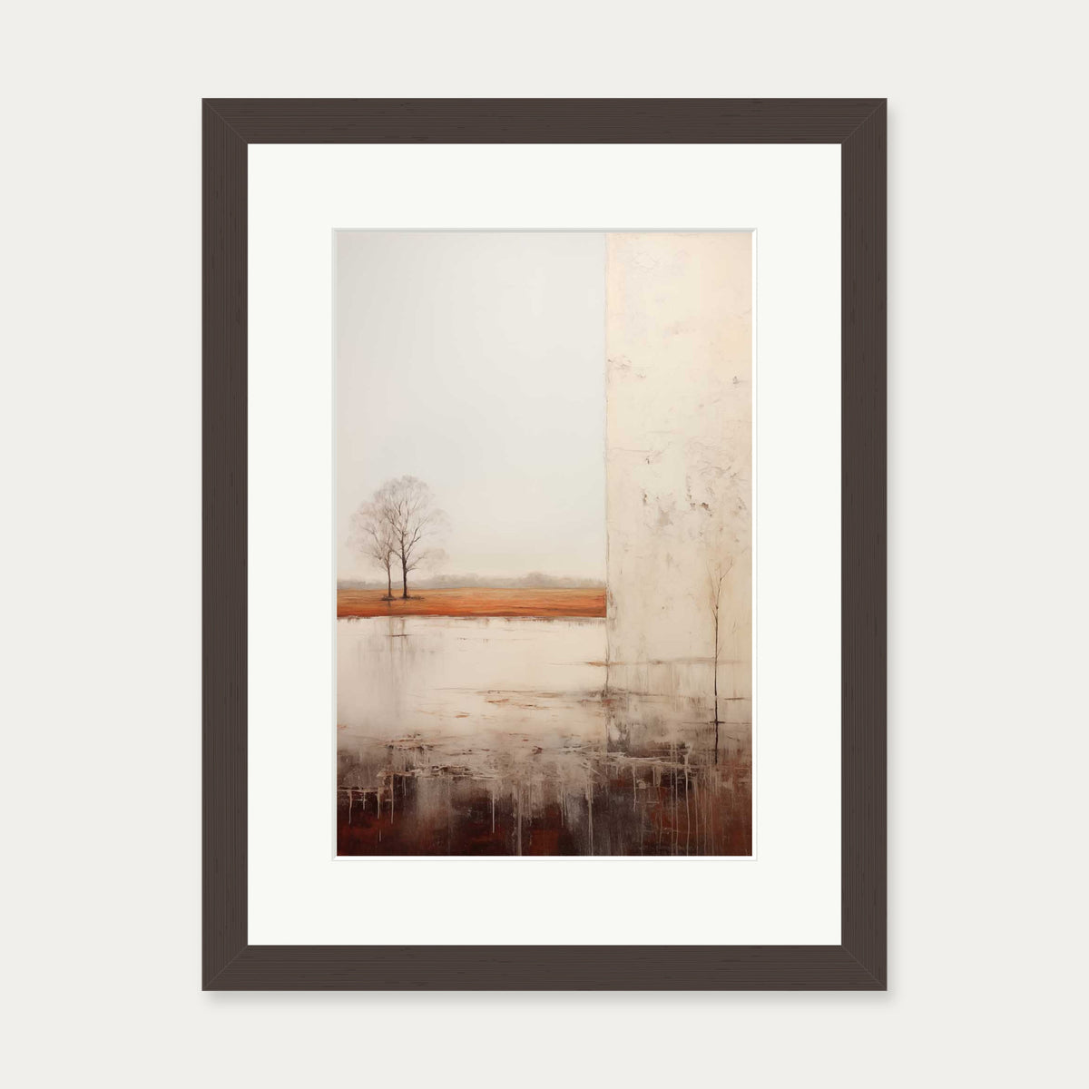 Abstract Landscape Art Print — 30 x 40 cm — Brown Frame