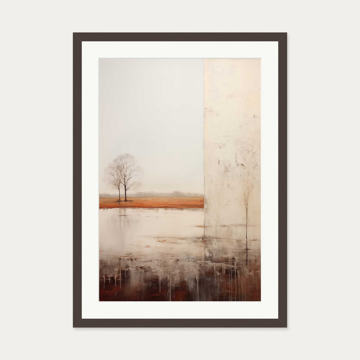 Abstract Landscape Art Print — 50 x 70 cm — Brown Frame