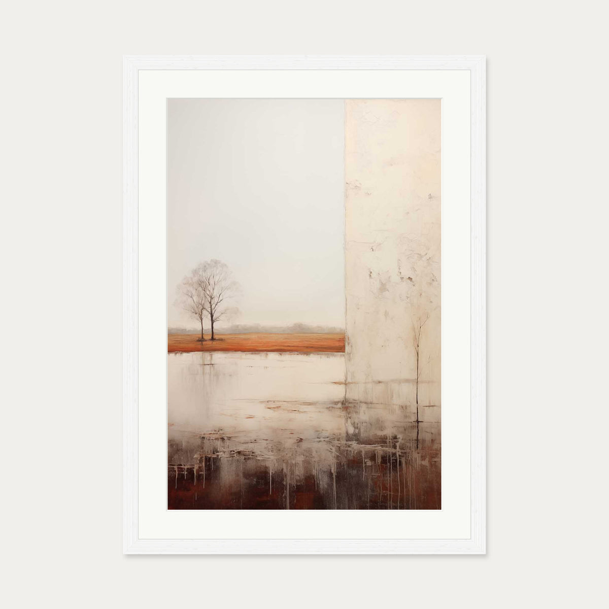 Abstract Landscape Art Print — 50 x 70 cm — White Frame
