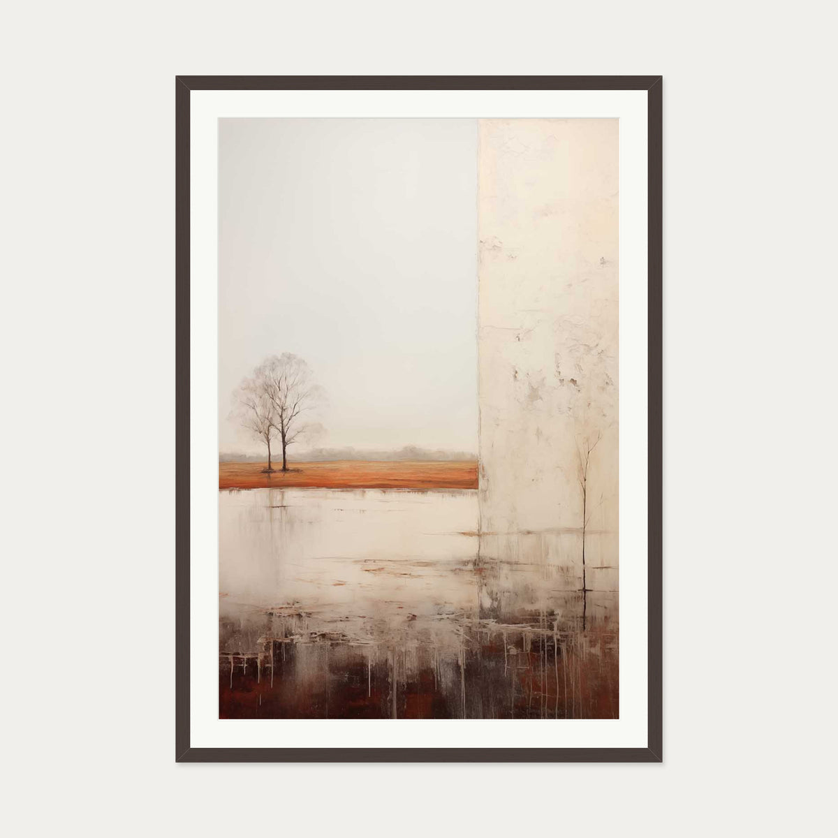 Abstract Landscape Art Print — 70 x 100 cm — Brown Frame
