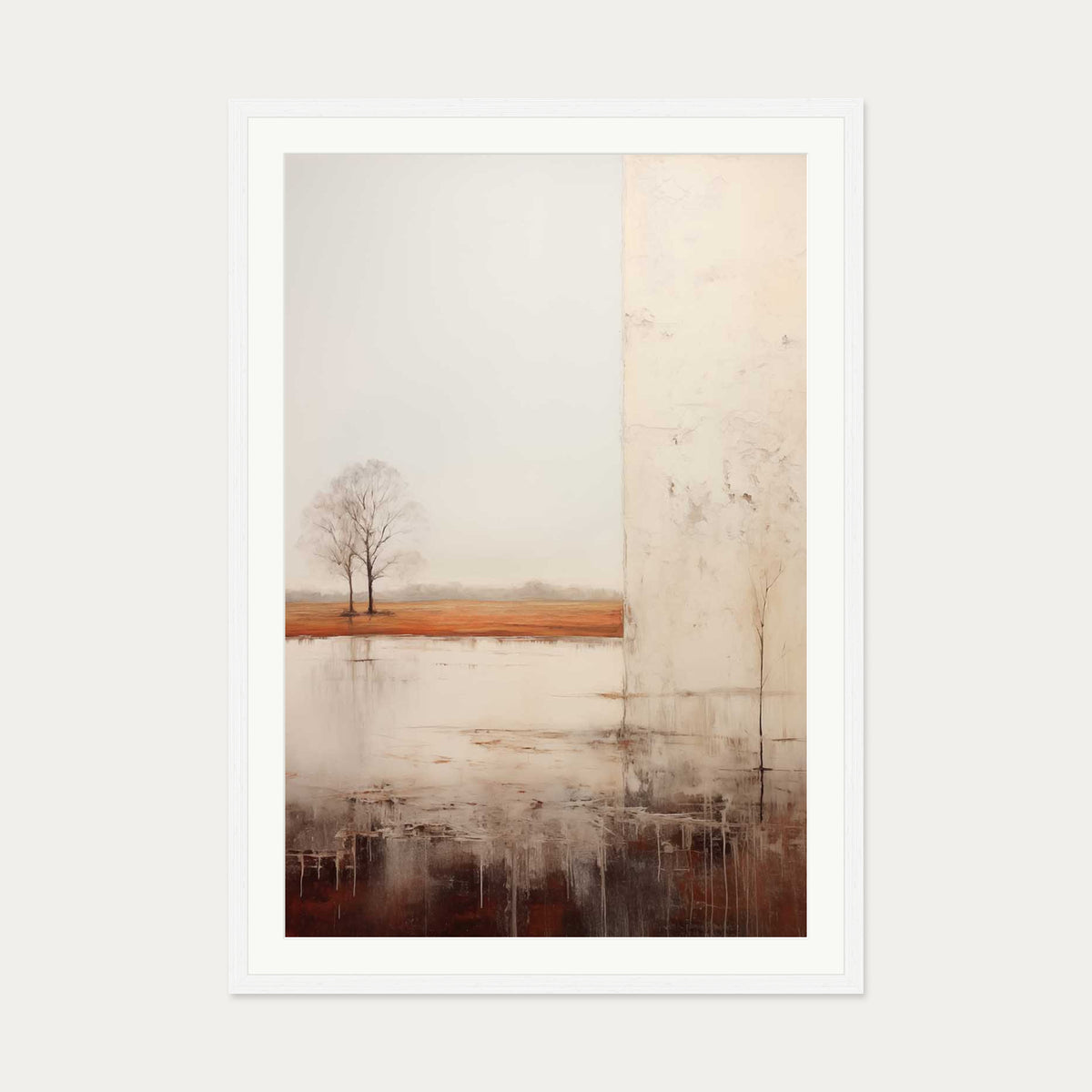 Abstract Landscape Art Print — 70 x 100 cm — White Frame