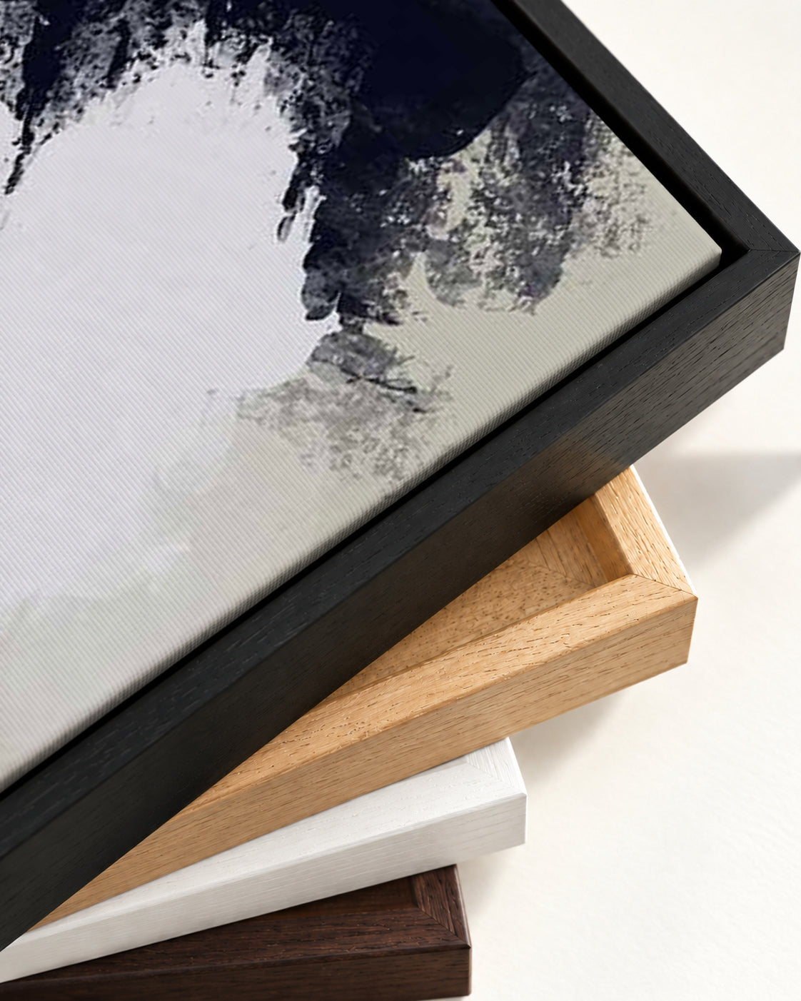 Abstract Landscape Canvas Art — framed canvas corner and wrapped canvas detail