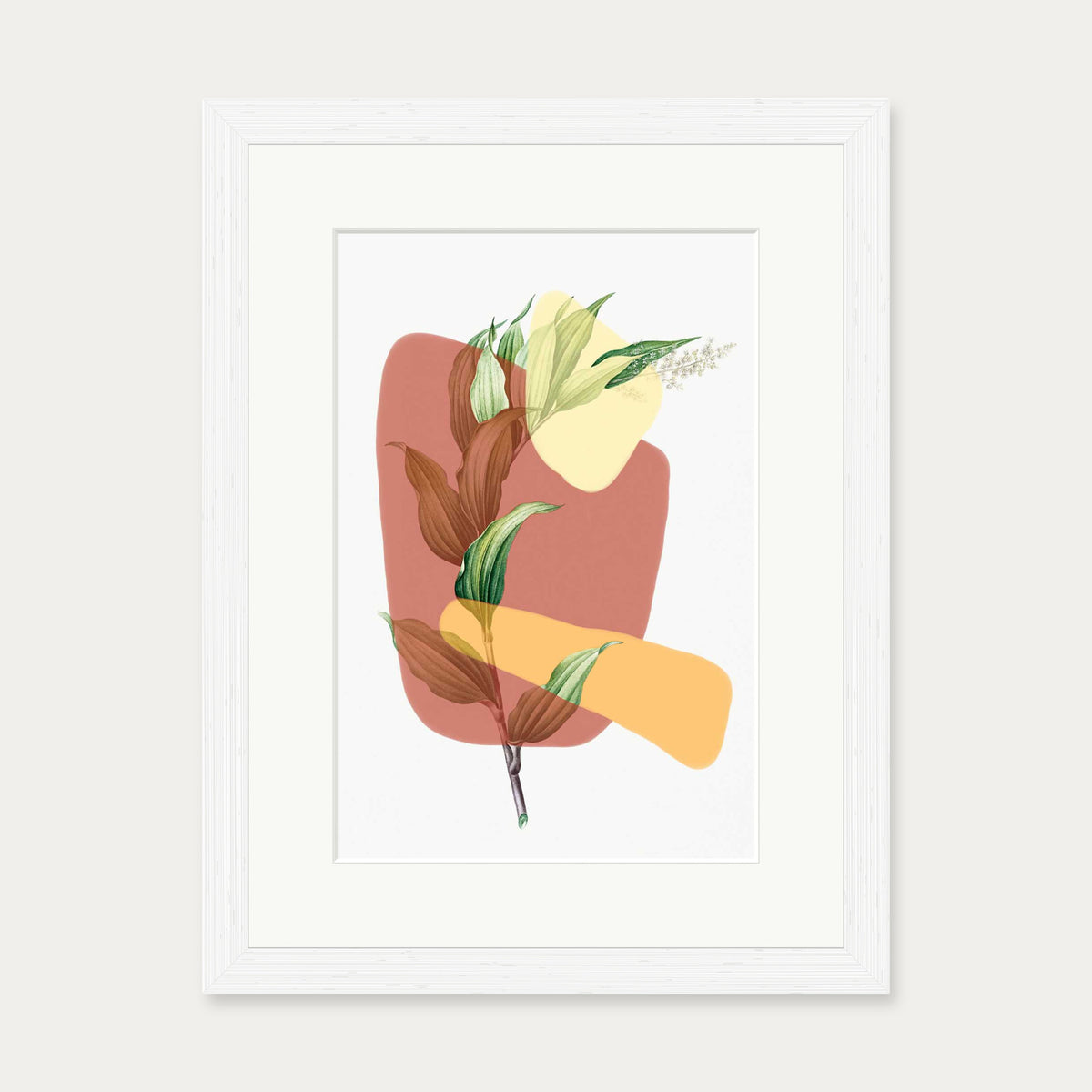 Abstract Leaf Illustration Art Print — 30 x 40 cm — White Frame