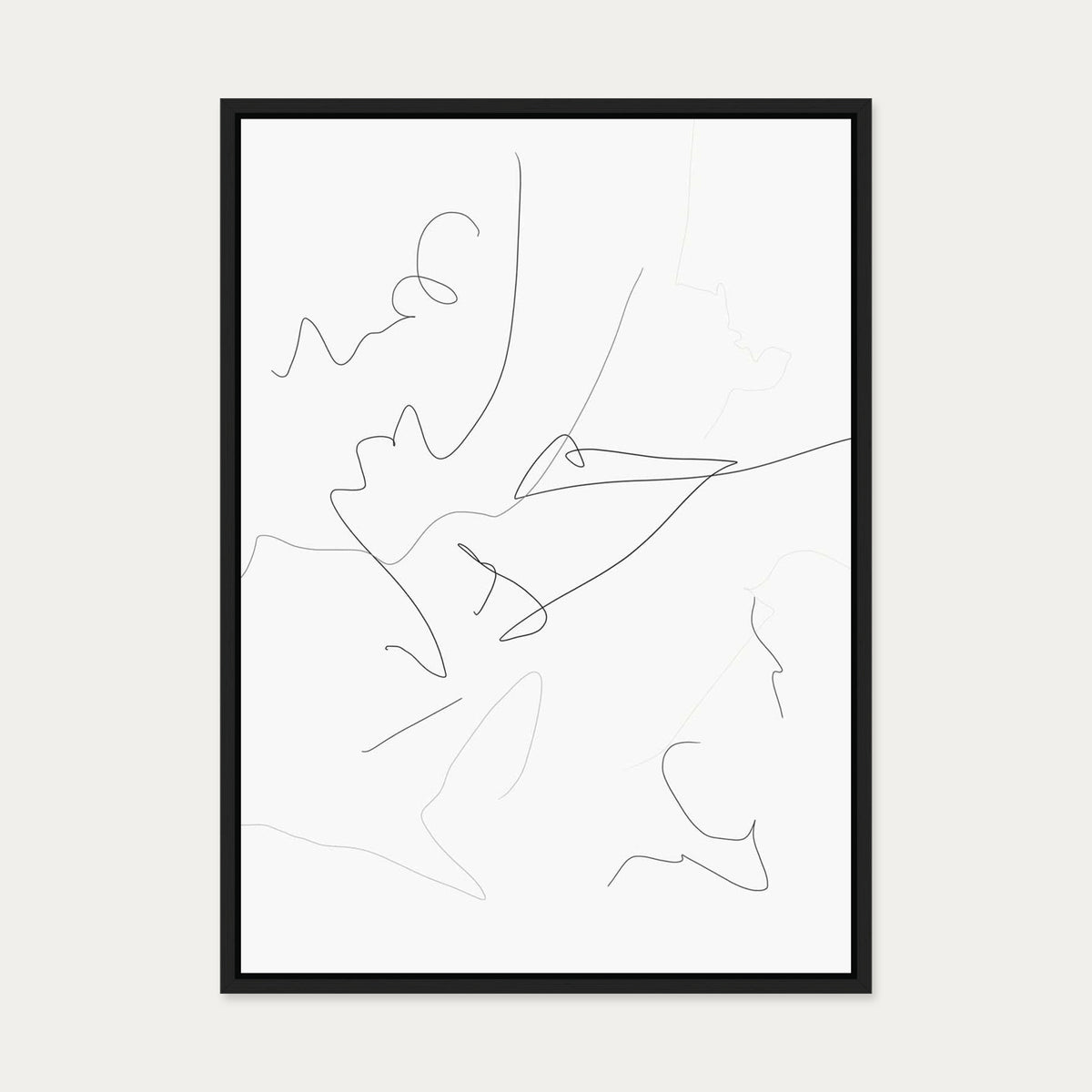Abstract Line Art Canvas Art — 50 x 70 cm — Black Frame