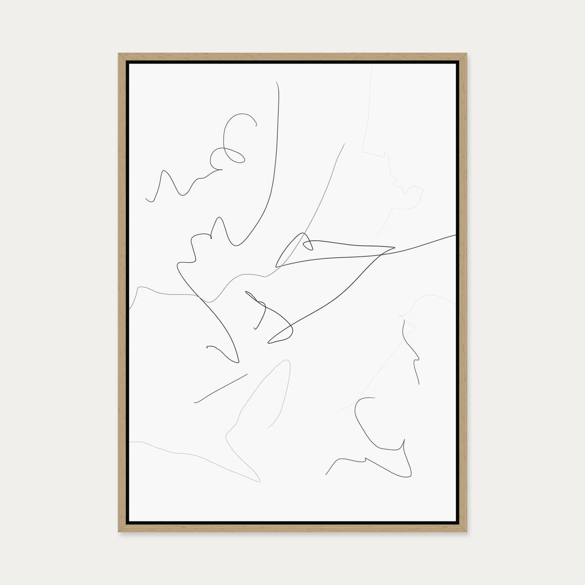 Abstract Line Art Canvas Art — 50 x 70 cm — Oak Frame