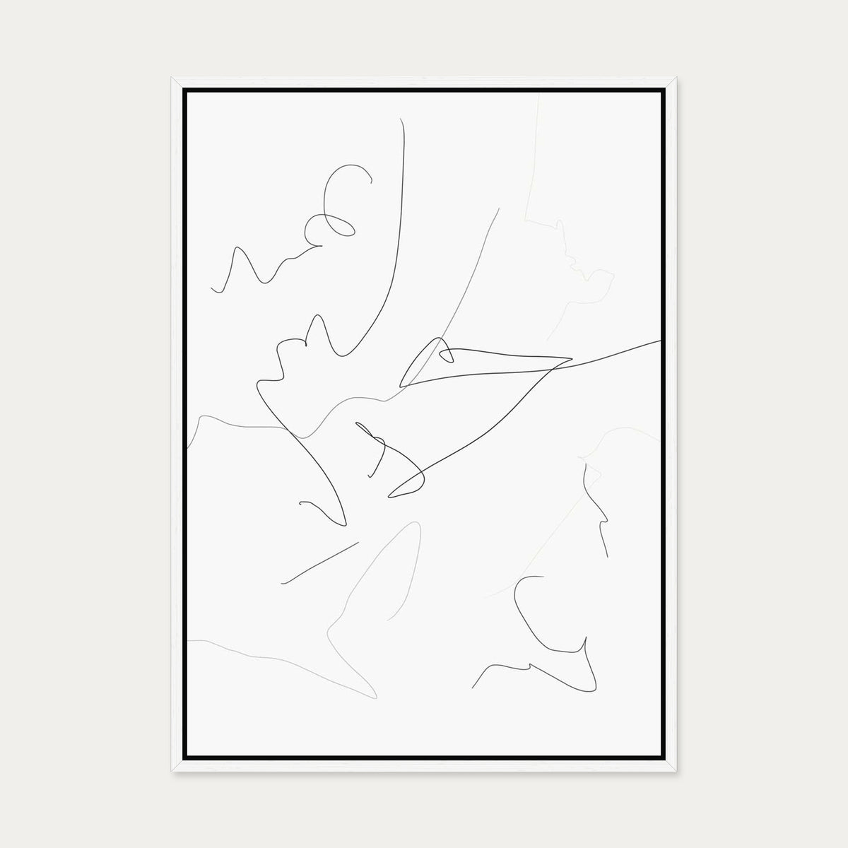 Abstract Line Art Canvas Art — 50 x 70 cm — White Frame