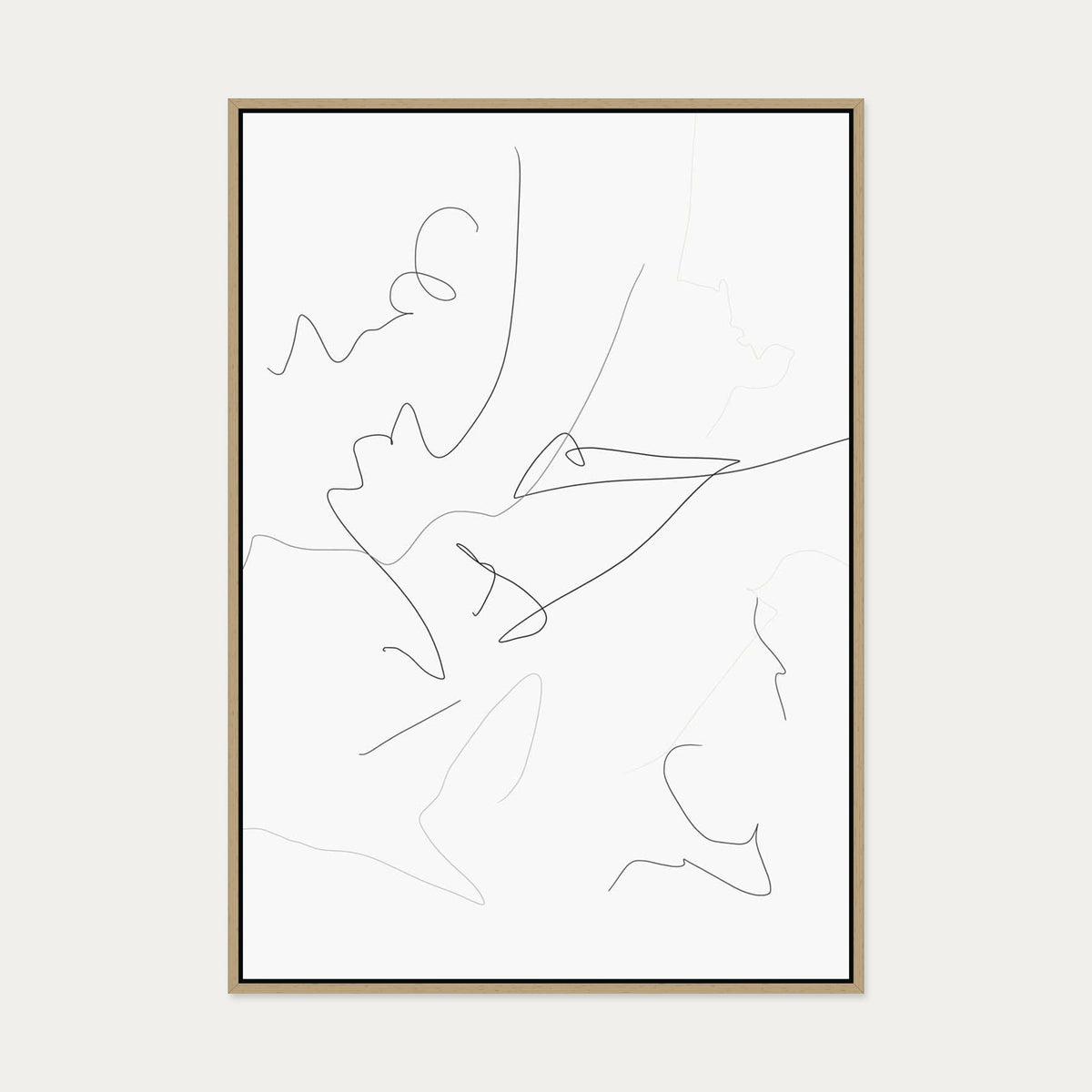 Abstract Line Art Canvas Art — 70 x 100 cm — Oak Frame