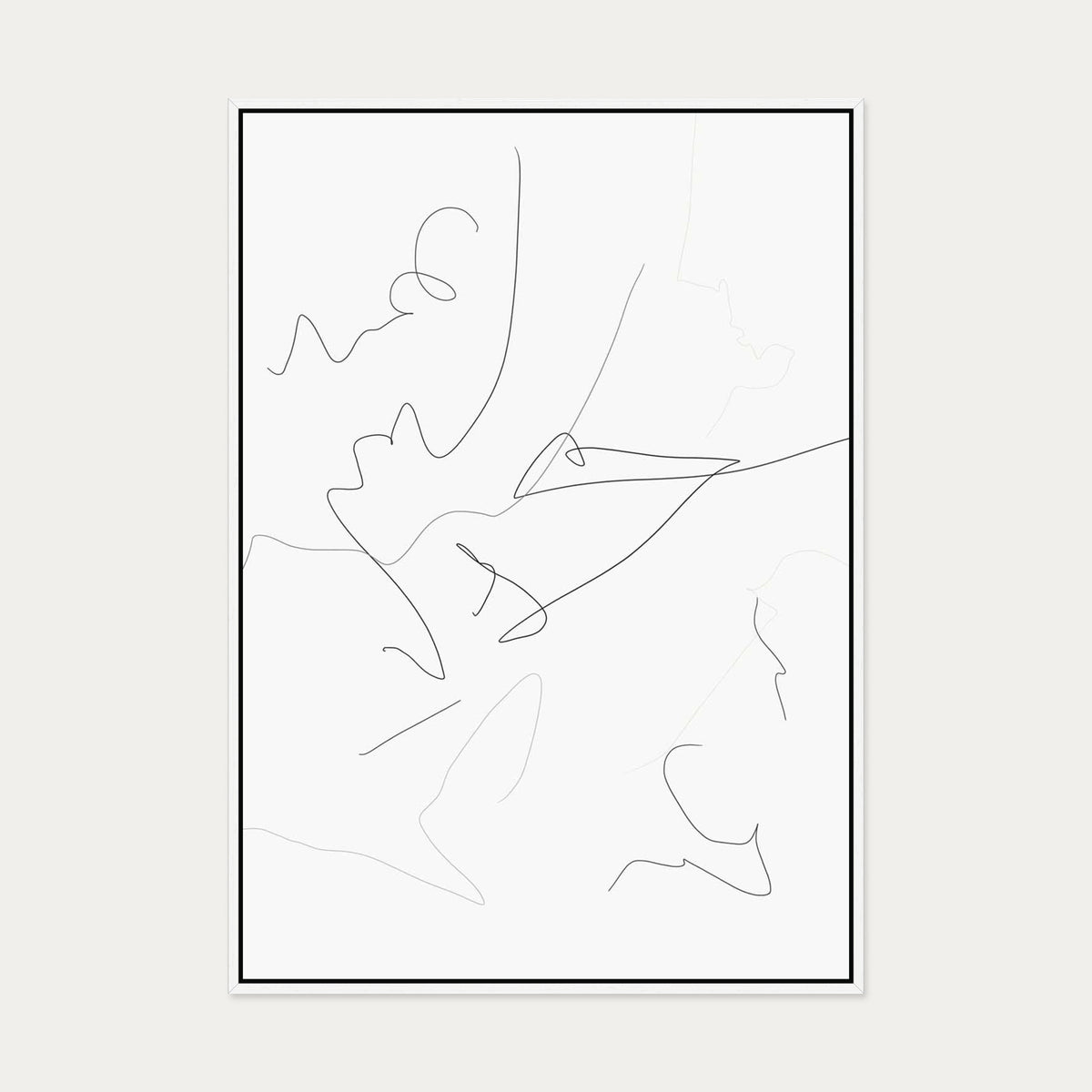 Abstract Line Art Canvas Art — 70 x 100 cm — White Frame