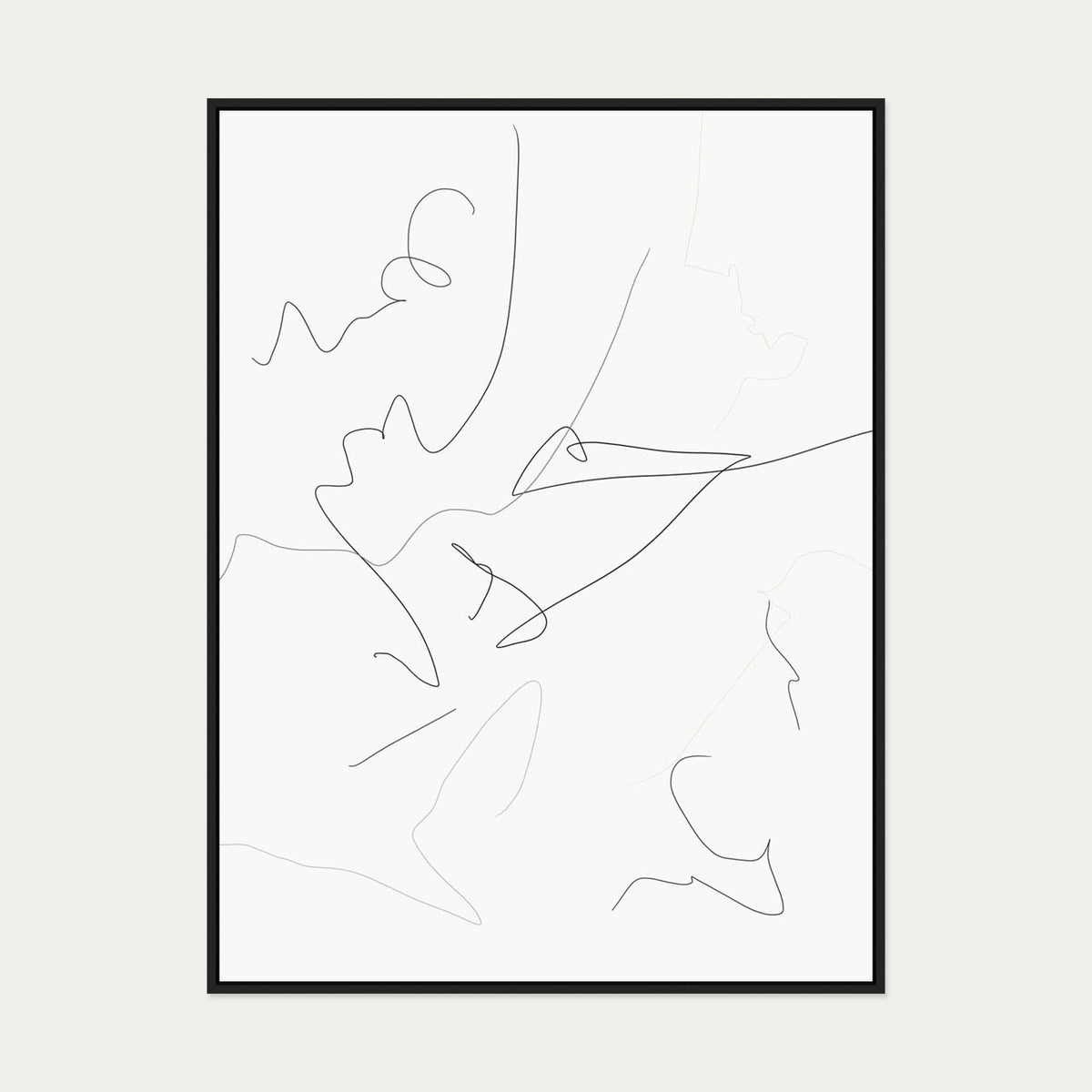 Abstract Line Art Canvas Art — 90 x 120 cm — Black Frame