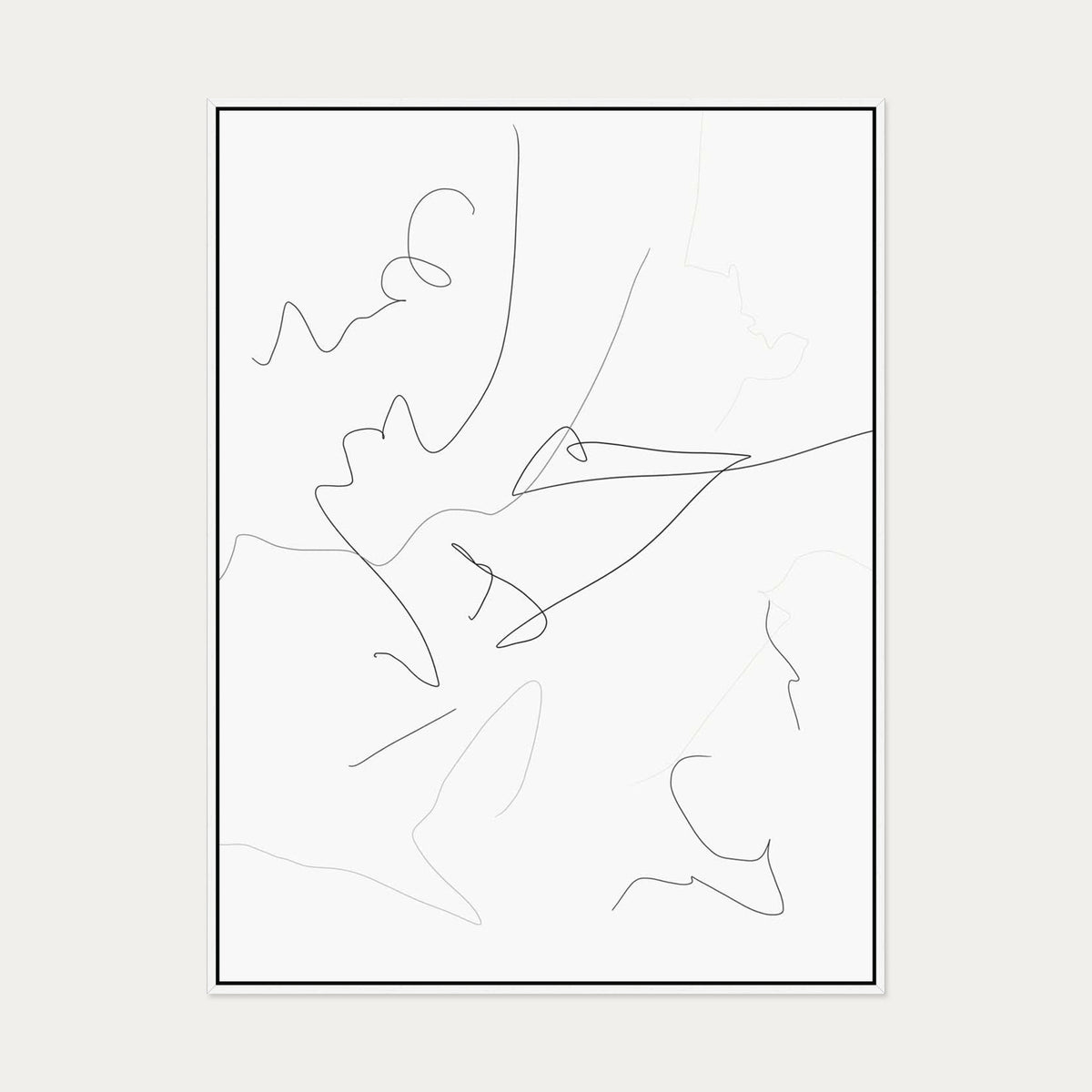 Abstract Line Art Canvas Art — 90 x 120 cm — White Frame