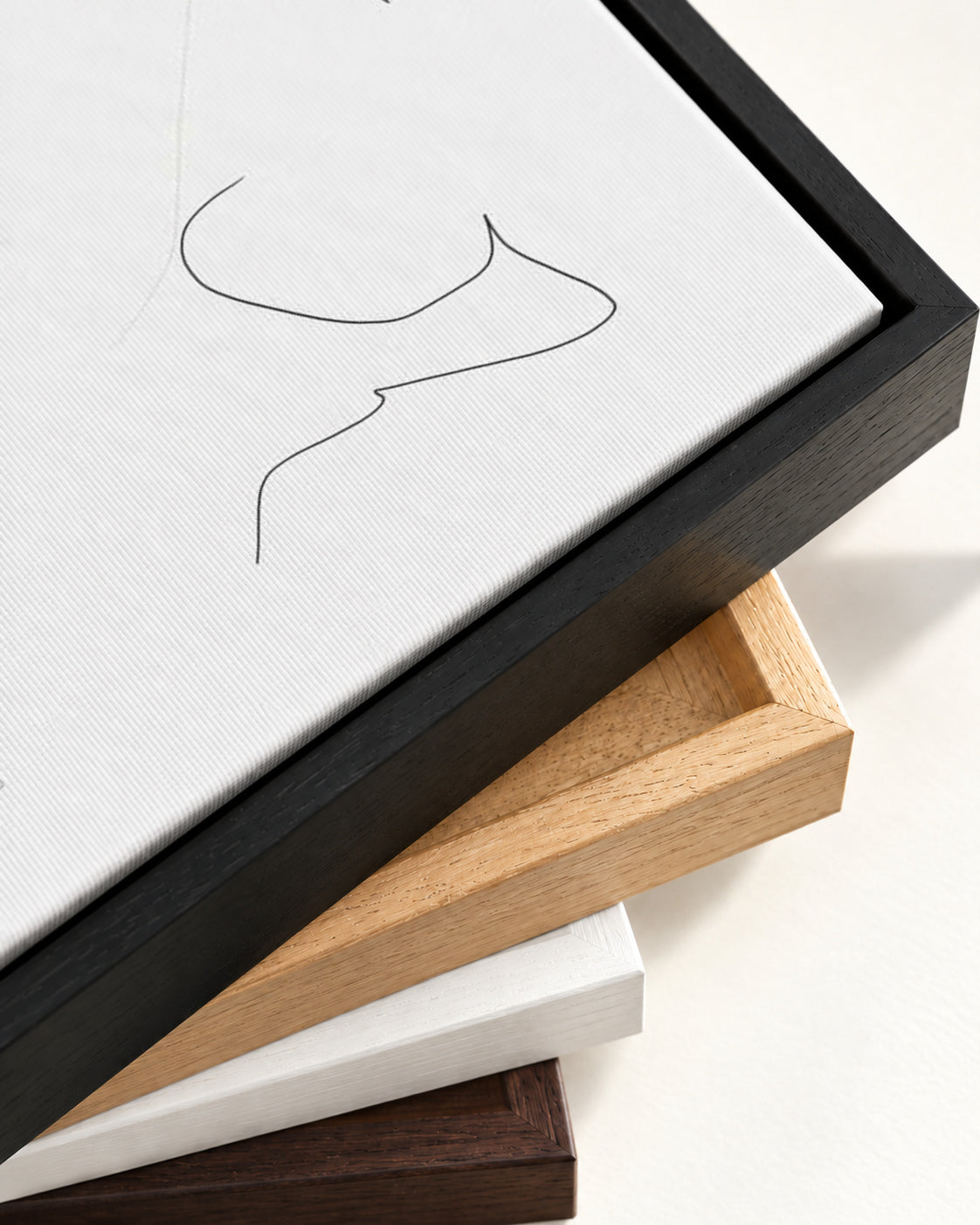 Abstract Line Art Canvas Art — framed canvas corner and wrapped canvas detail