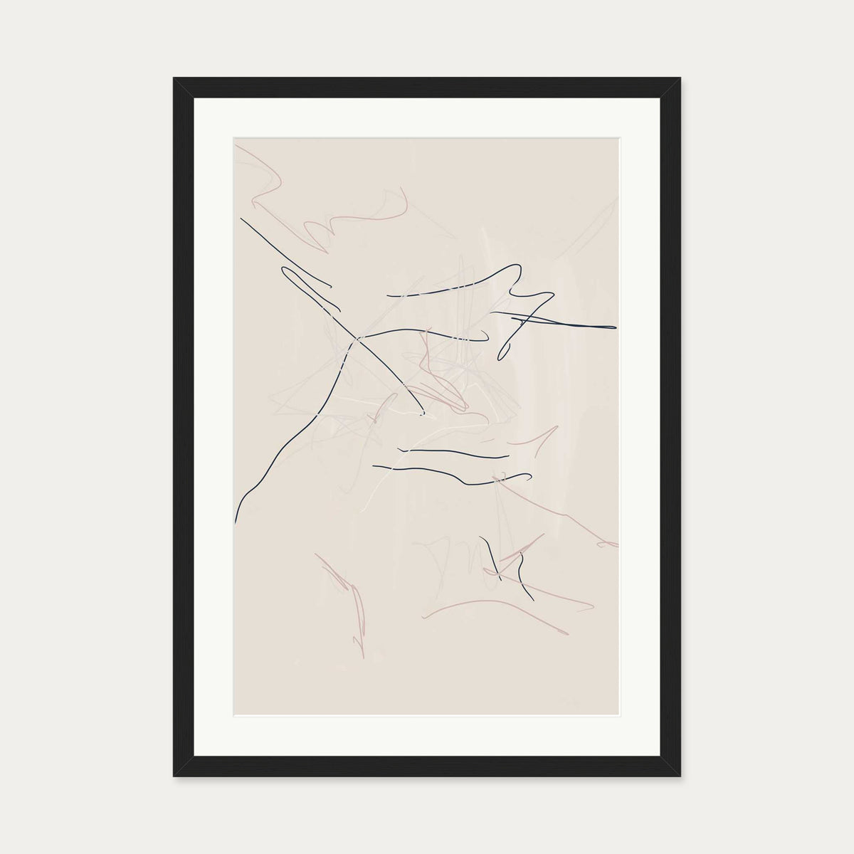 Abstract Line Drawing Art Print — 50 x 70 cm — Black Frame