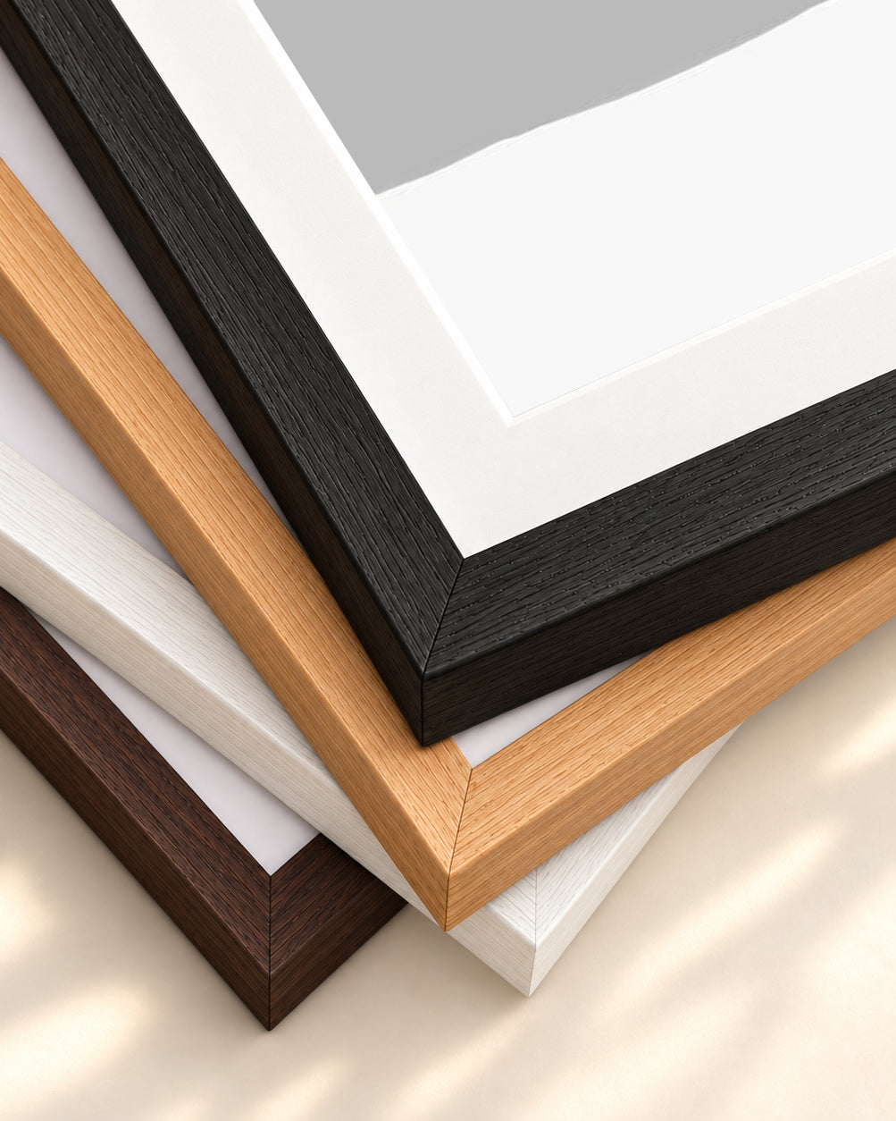 Abstract Line Orange Grey Art Print — framed print corner with 5 cm mount and bevel