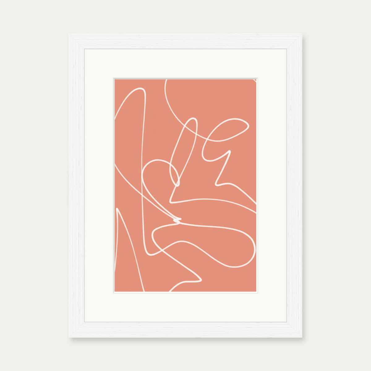 Abstract Line Scribble Art Print — 30 x 40 cm — White Frame