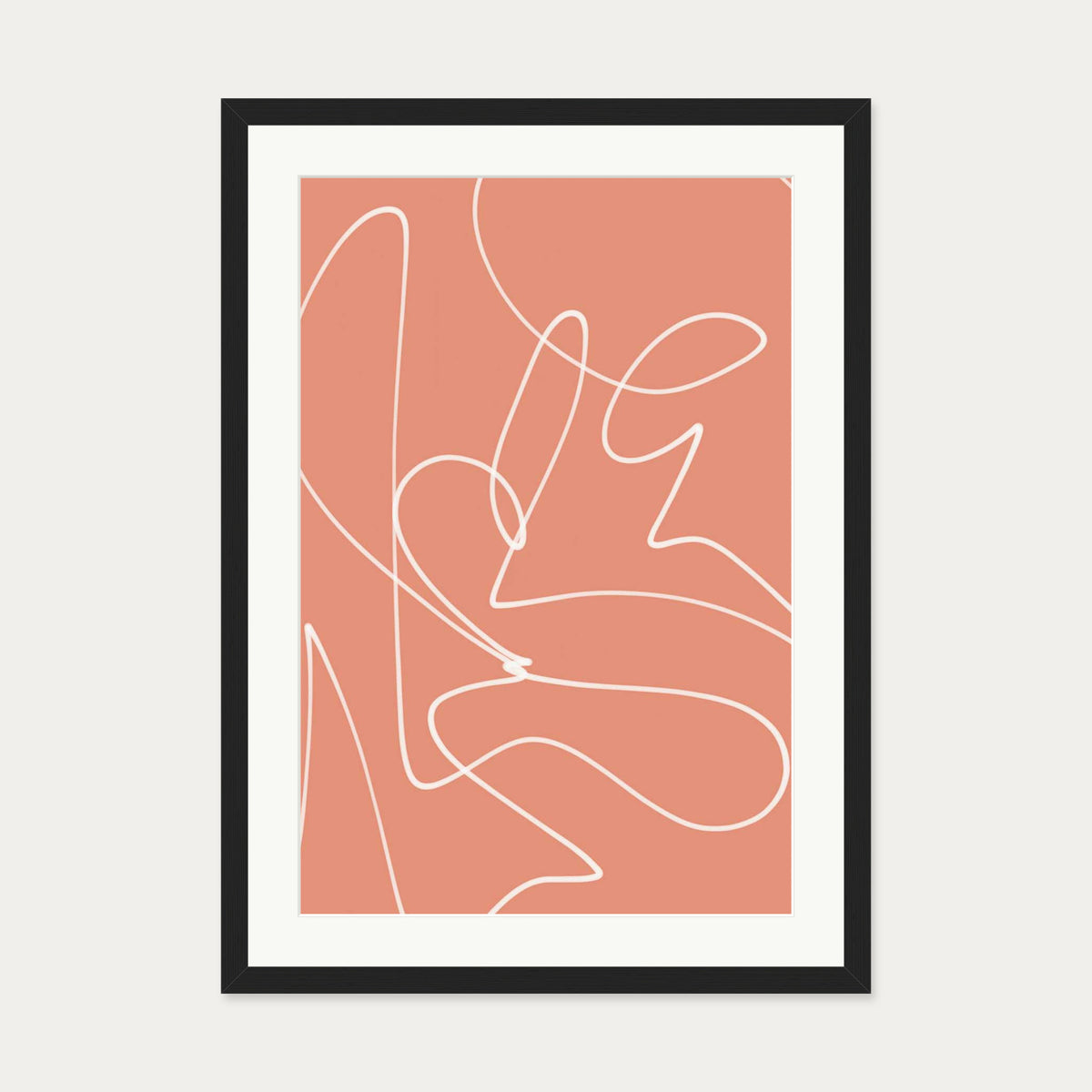 Abstract Line Scribble Art Print — 50 x 70 cm — Black Frame