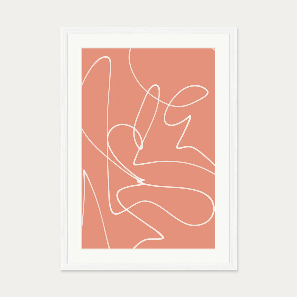 Abstract Line Scribble Art Print — 50 x 70 cm — White Frame