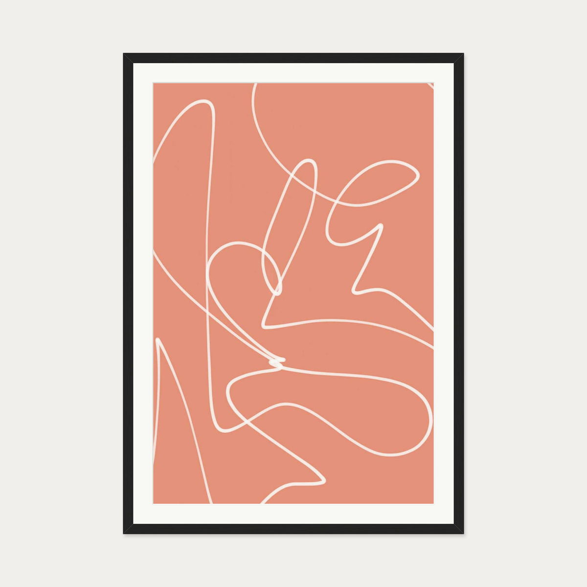 Abstract Line Scribble Art Print — 70 x 100 cm — Black Frame