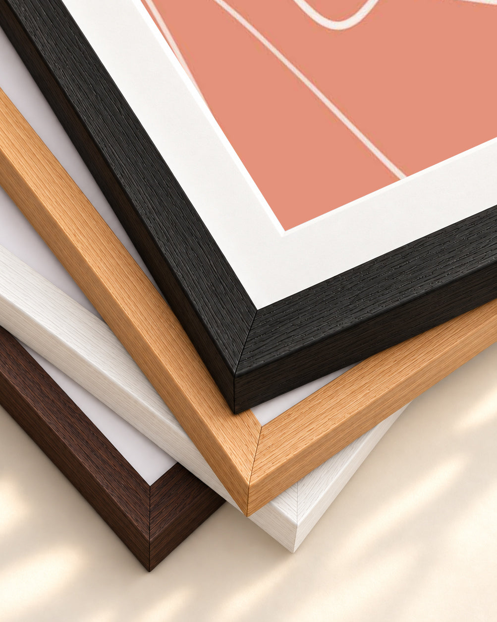 Abstract Line Scribble Art Print — framed print corner with 5 cm mount and bevel