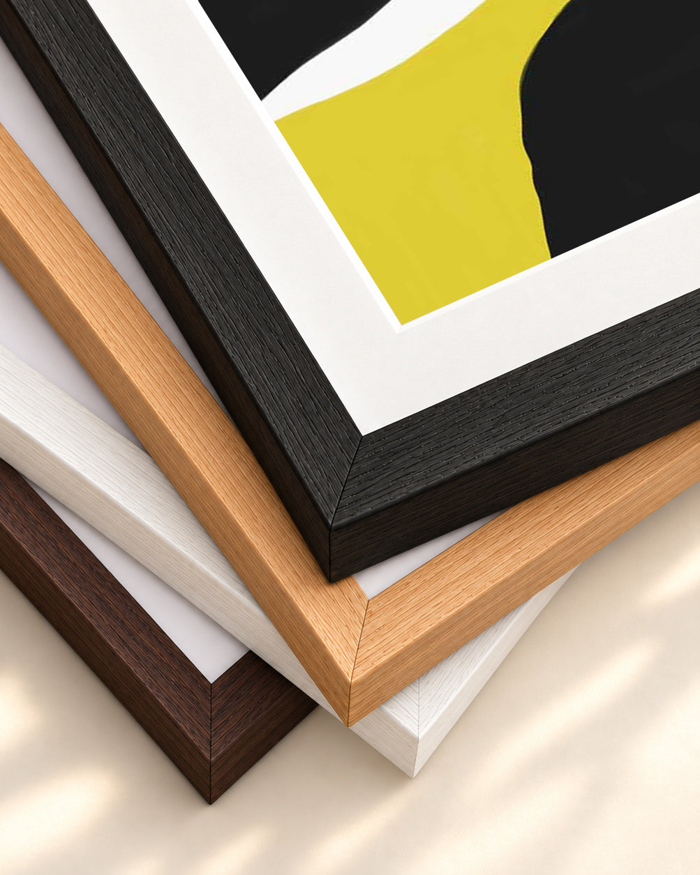 Abstract Linocut Art Print — framed print corner with 5 cm mount and bevel