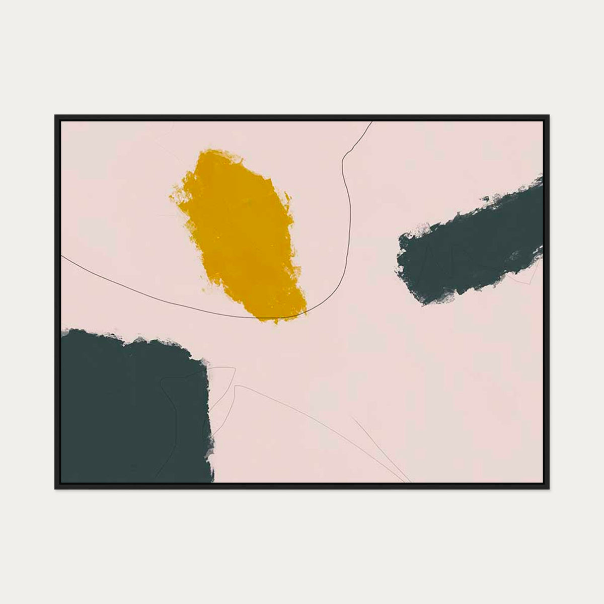 Abstract Lost Lines Canvas Art — 90 x 120 cm — Black Frame