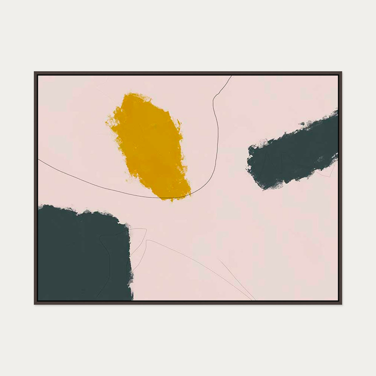 Abstract Lost Lines Canvas Art — 90 x 120 cm — Brown Frame