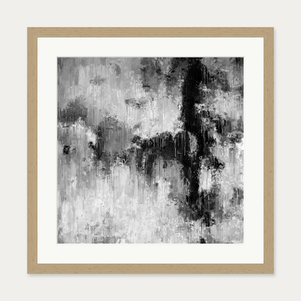 Abstract Mono I Art Print — 50 x 50 cm — Oak Frame