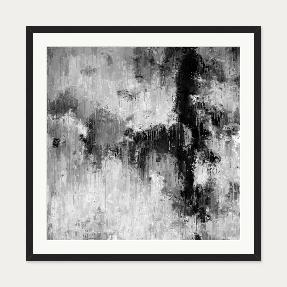 Abstract Mono I Art Print — 70 x 70 cm — Black Frame