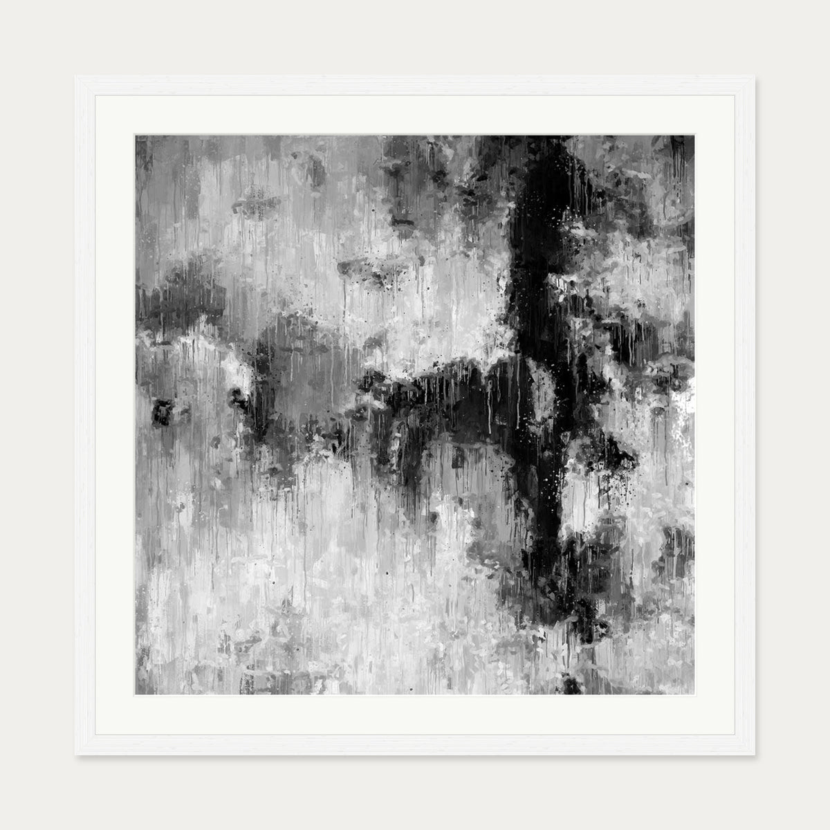 Abstract Mono I Art Print — 70 x 70 cm — White Frame