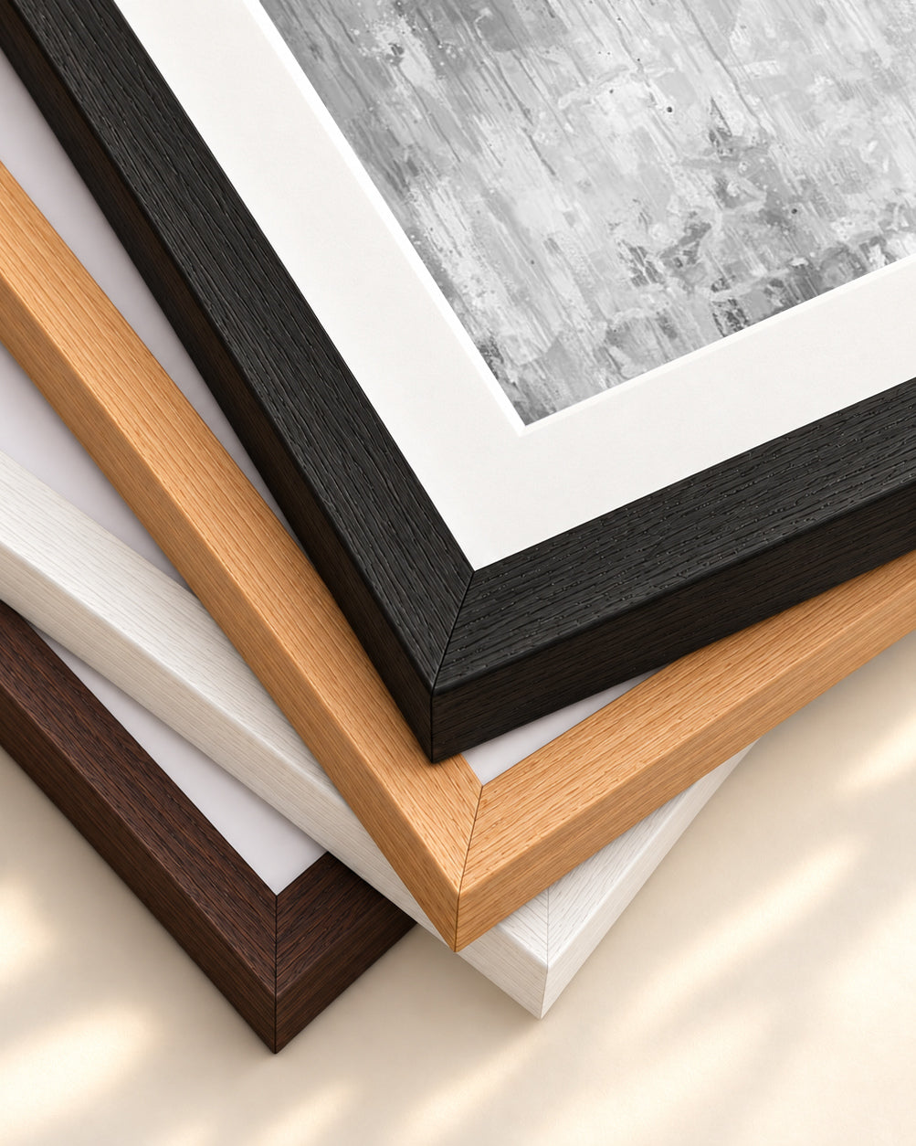 Abstract Mono I Art Print — framed print corner with 5 cm mount and bevel