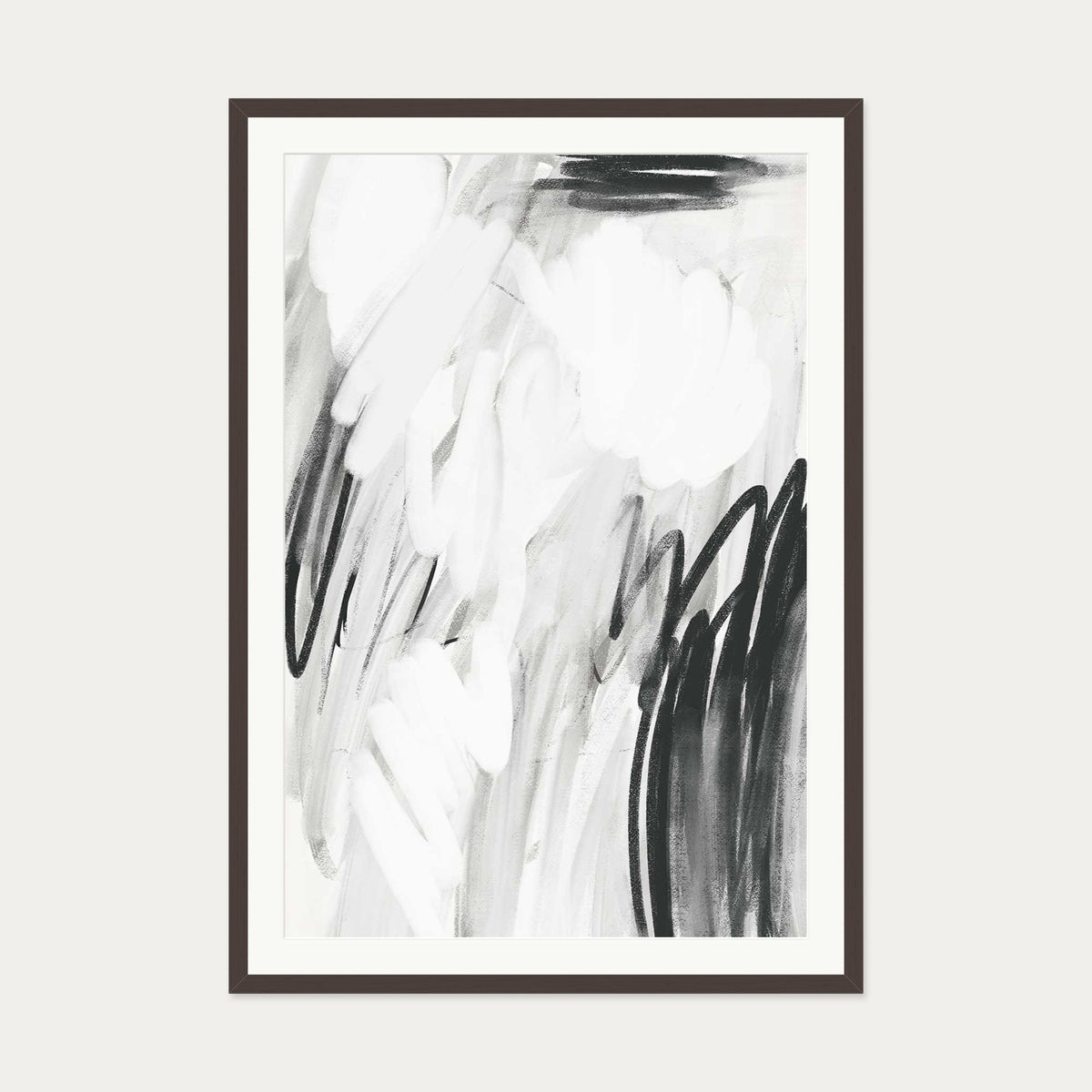 Abstract Monochrome Art Print — 70 x 100 cm — Brown Frame