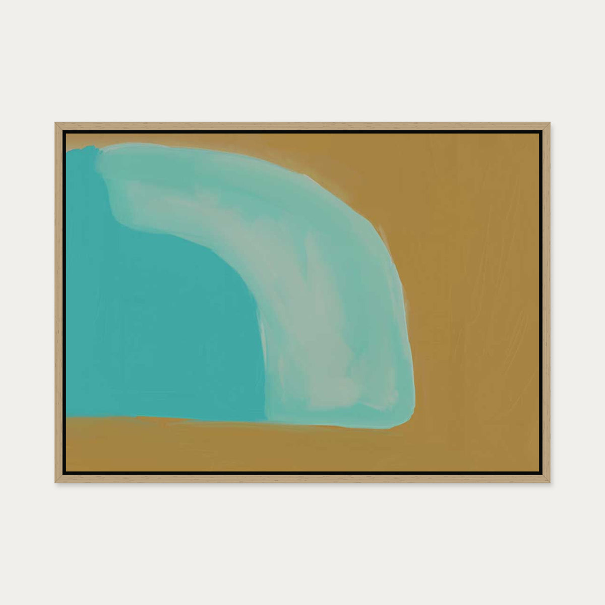 Abstract Mustard Canvas Art — 50 x 70 cm — Oak Frame