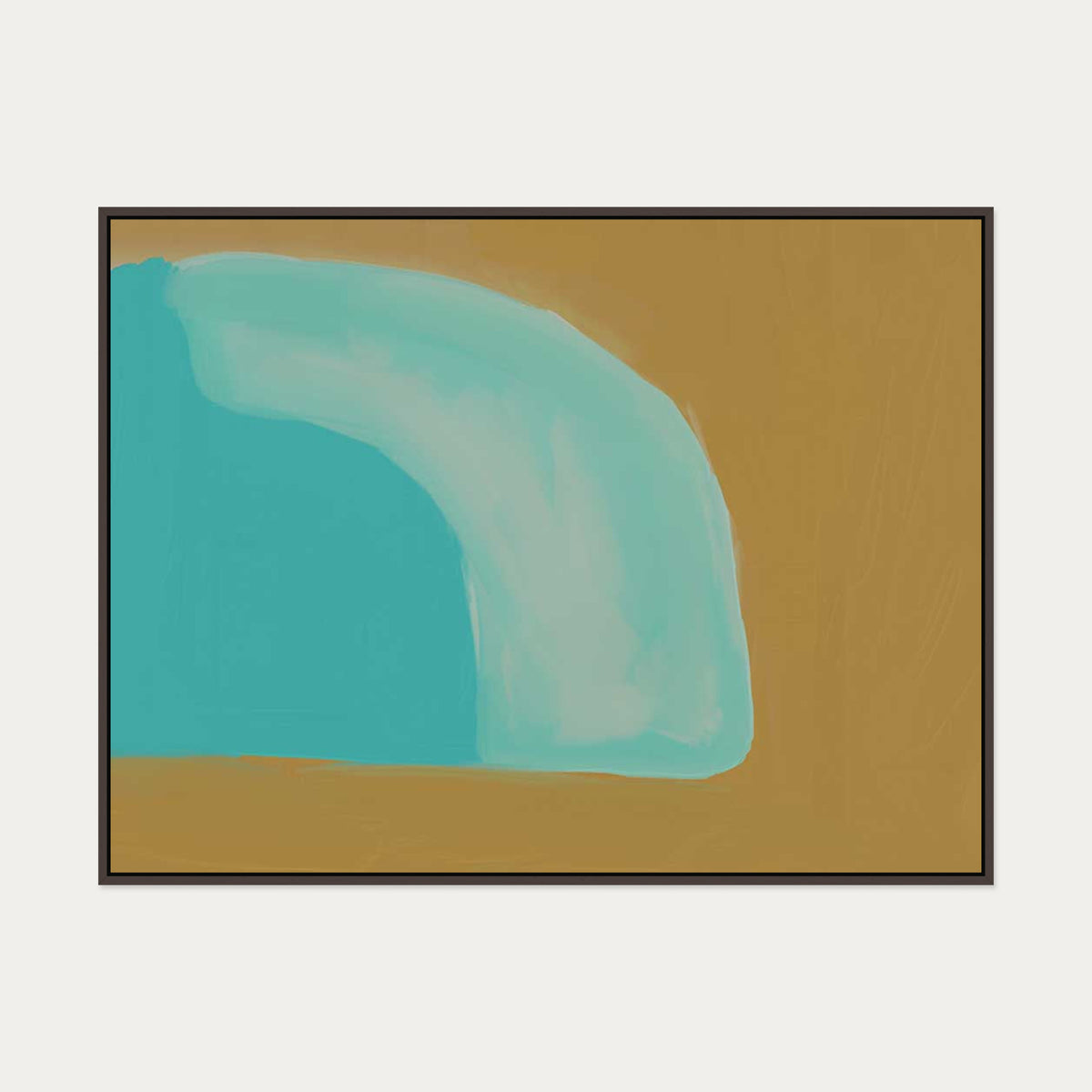 Abstract Mustard Canvas Art — 90 x 120 cm — Brown Frame