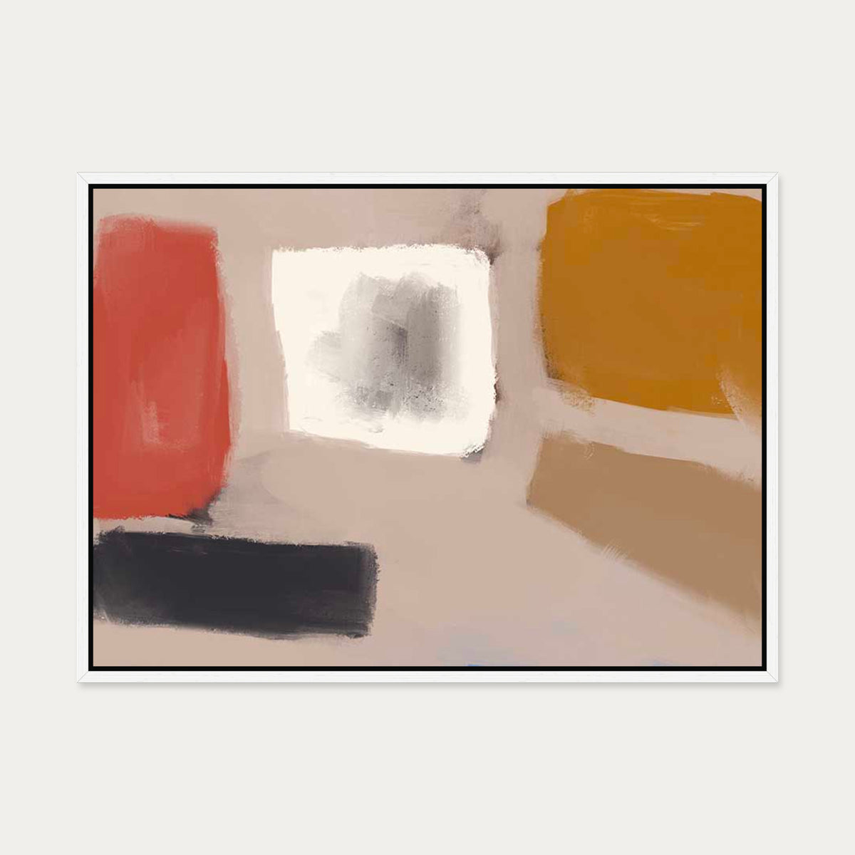 Abstract Neutral Blush Canvas Art — 50 x 70 cm — White Frame
