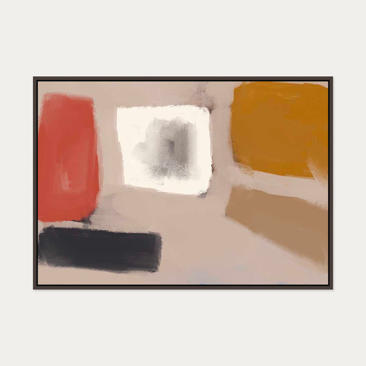 Abstract Neutral Blush Canvas Art — 70 x 100 cm — Brown Frame