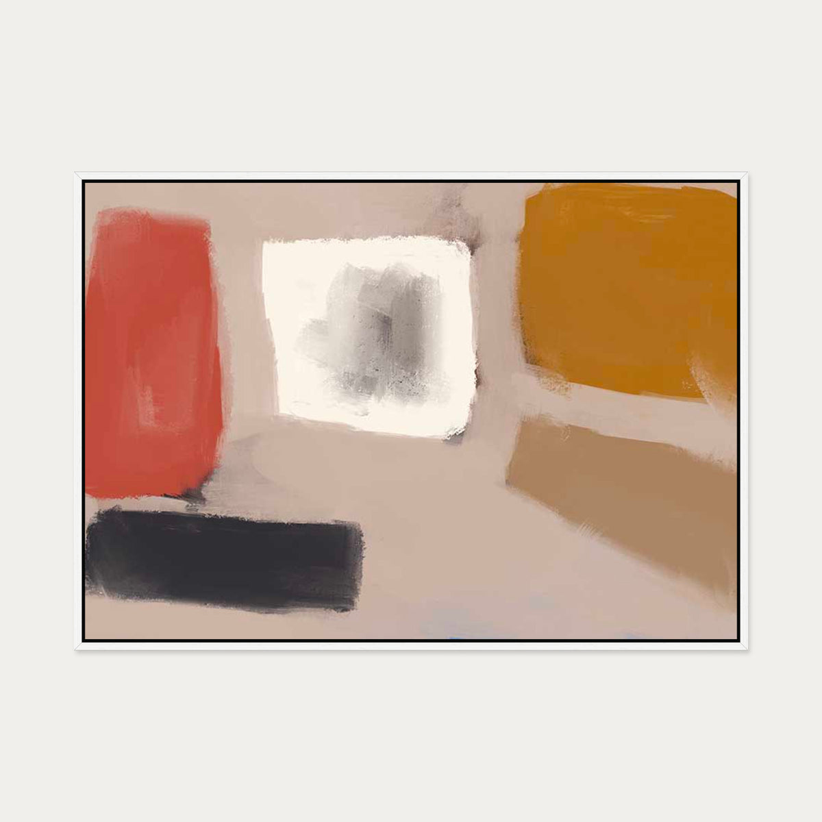 Abstract Neutral Blush Canvas Art — 70 x 100 cm — White Frame