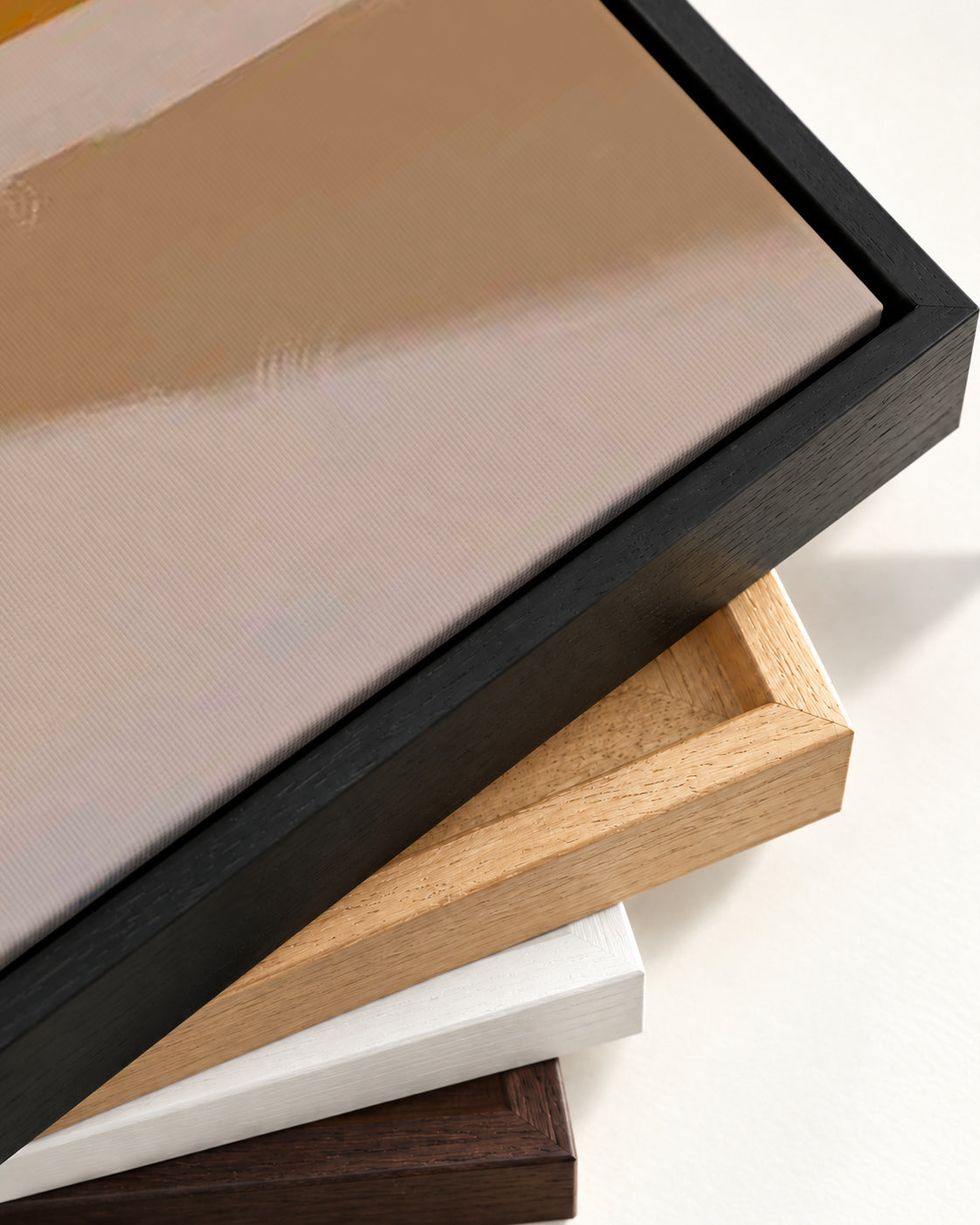 Abstract Neutral Blush Canvas Art — framed canvas corner and wrapped canvas detail