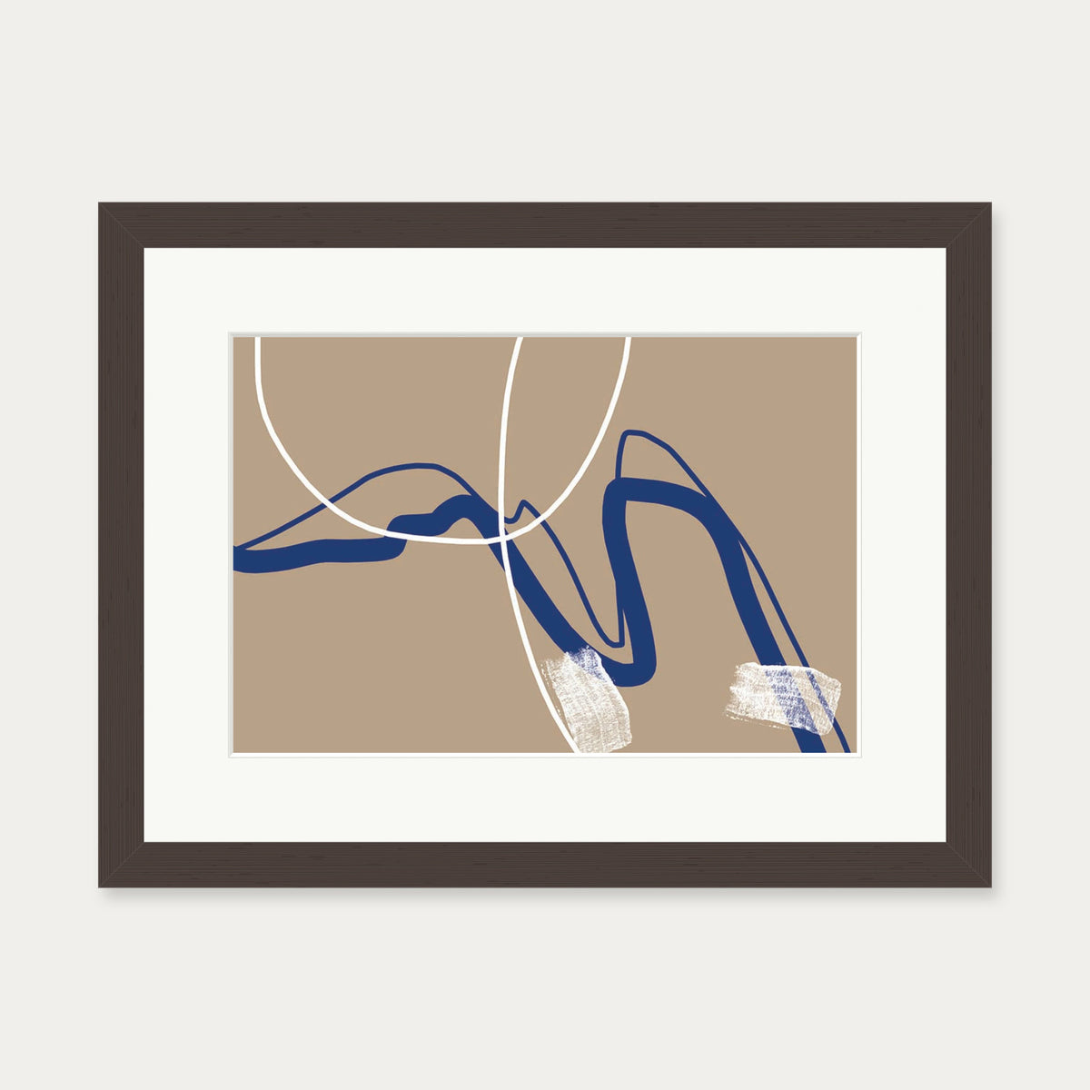 Abstract Neutral Notes Art Print — 30 x 40 cm — Brown Frame