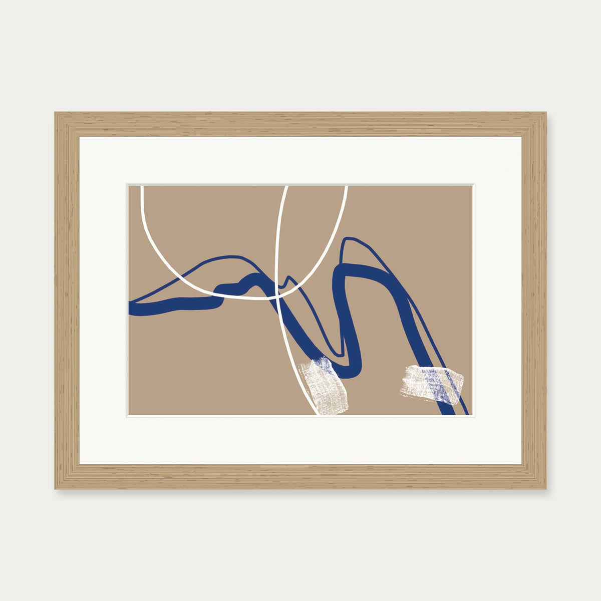 Abstract Neutral Notes Art Print — 30 x 40 cm — Oak Frame